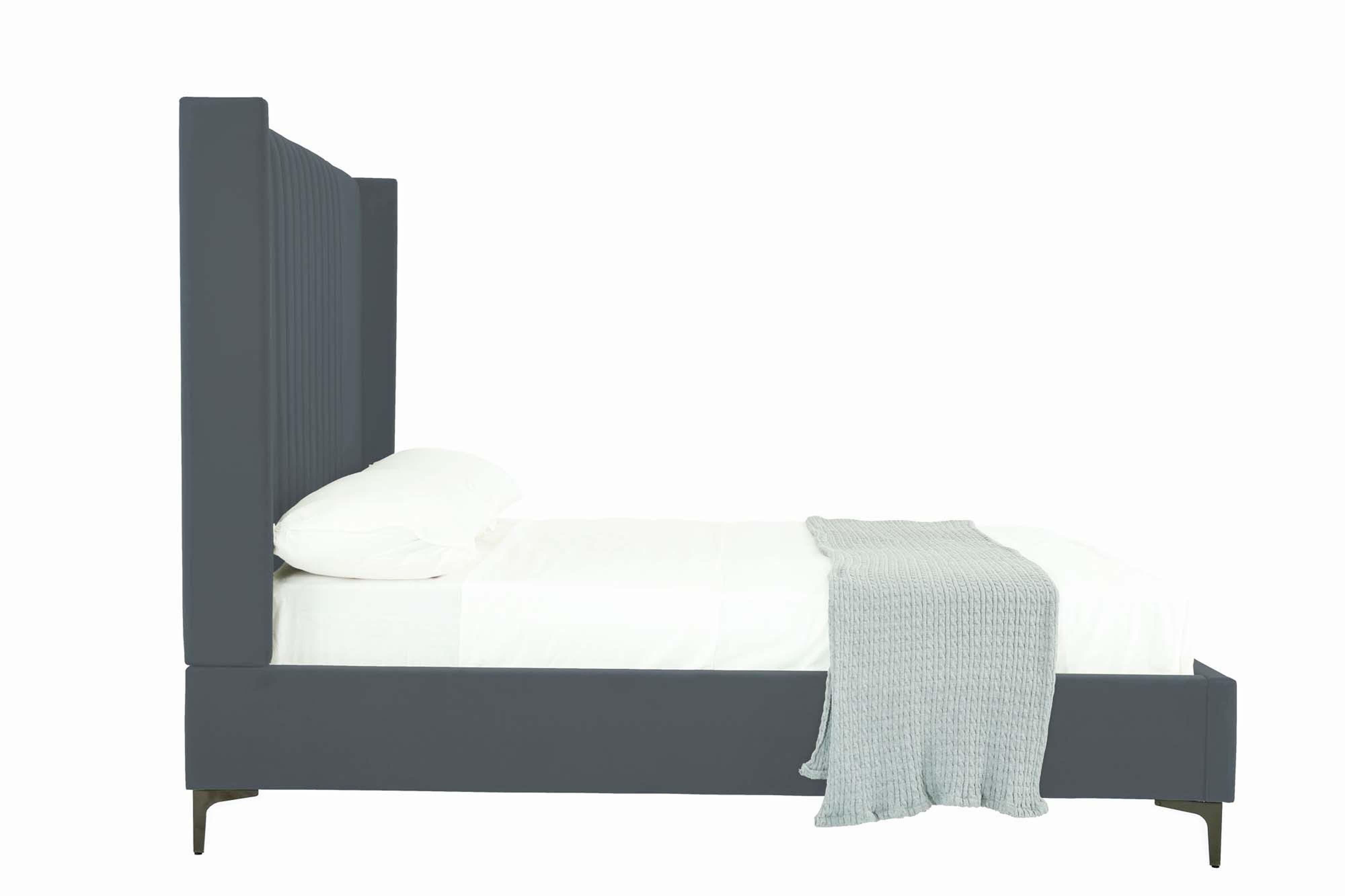Manhattan Comfort Promenade Full Wingback Bed, Gray, large