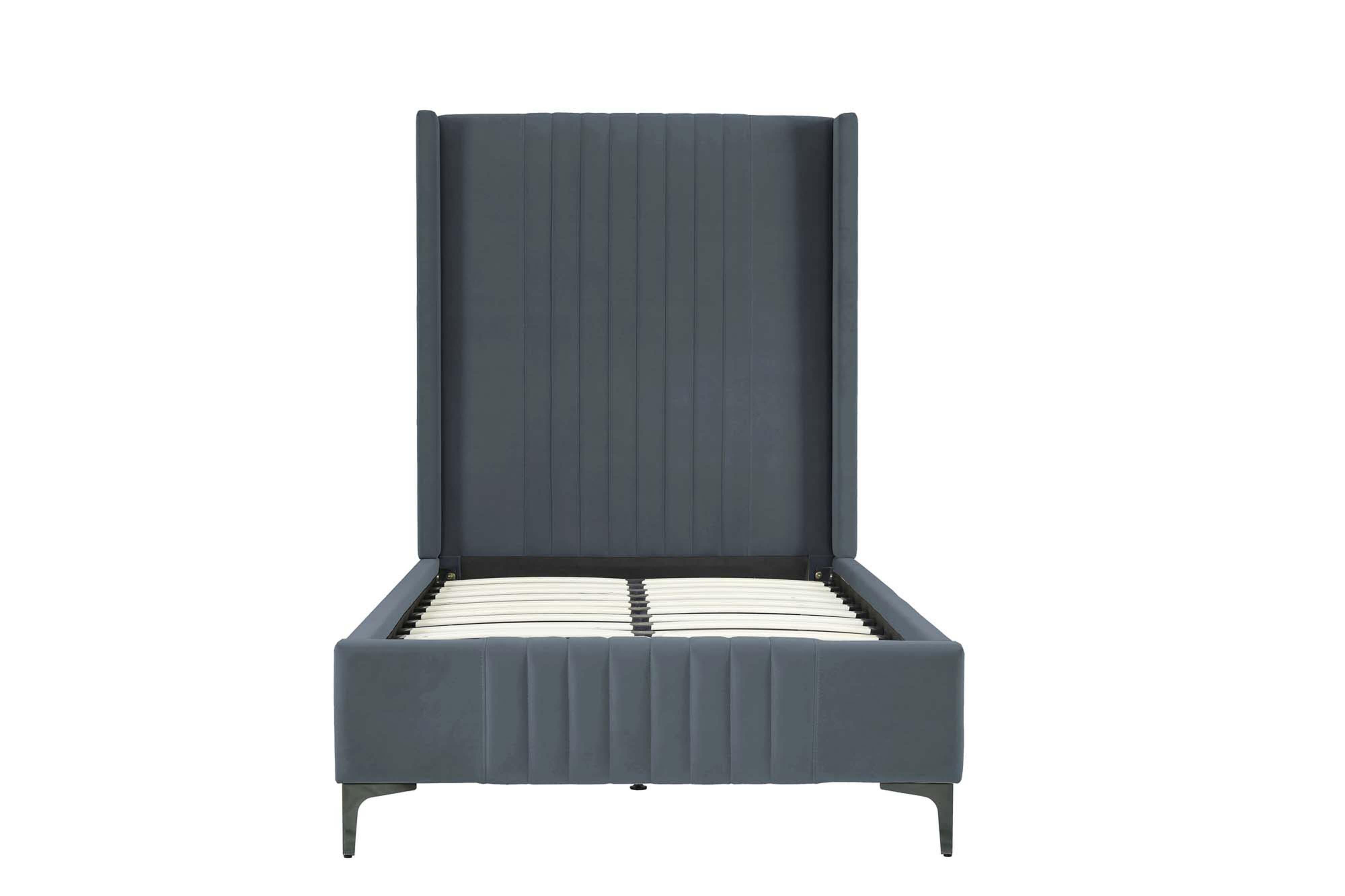 Manhattan Comfort Promenade Twin Wingback Bed, Gray, large