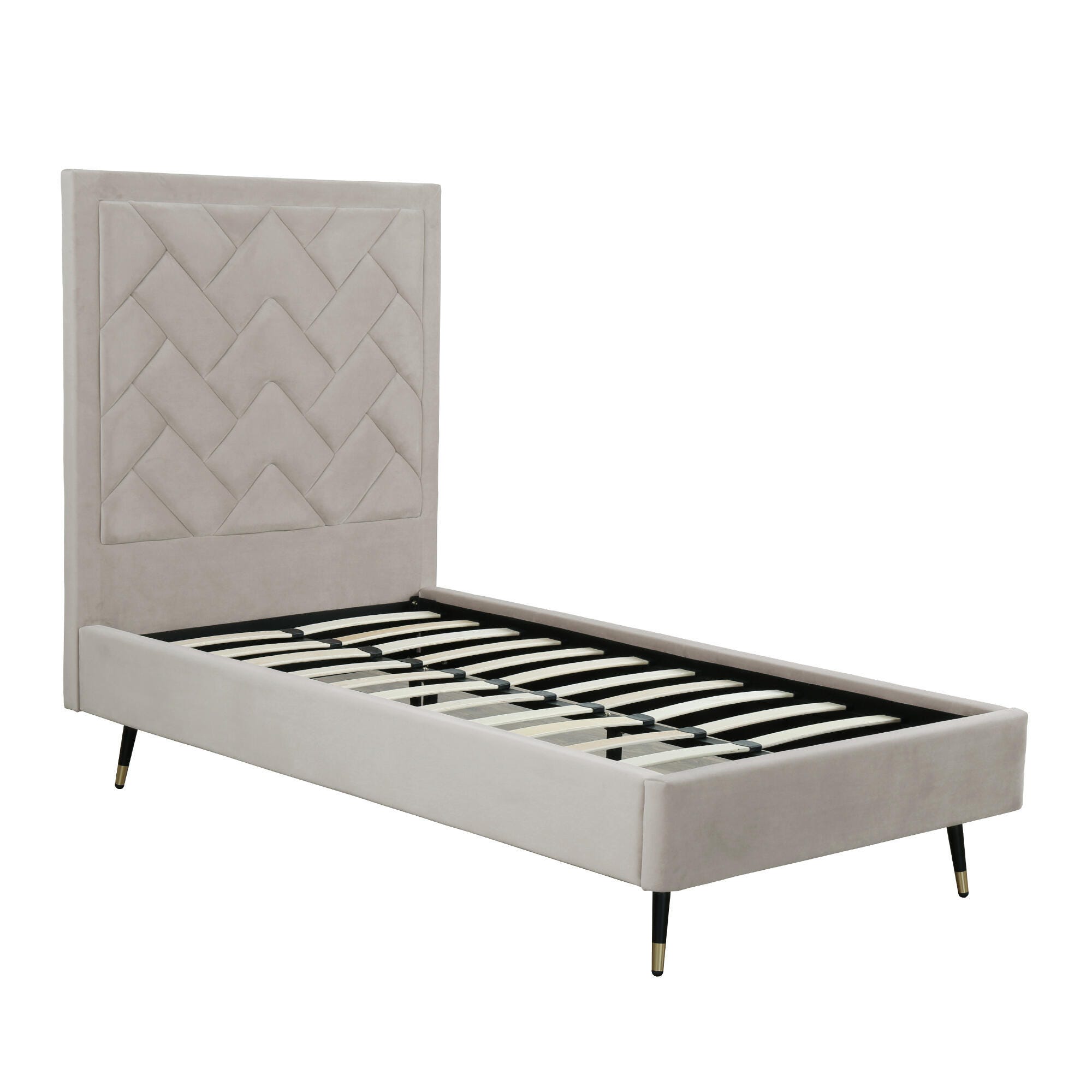 Manhattan Comfort Crosby Twin Platform Bed, Greige, large