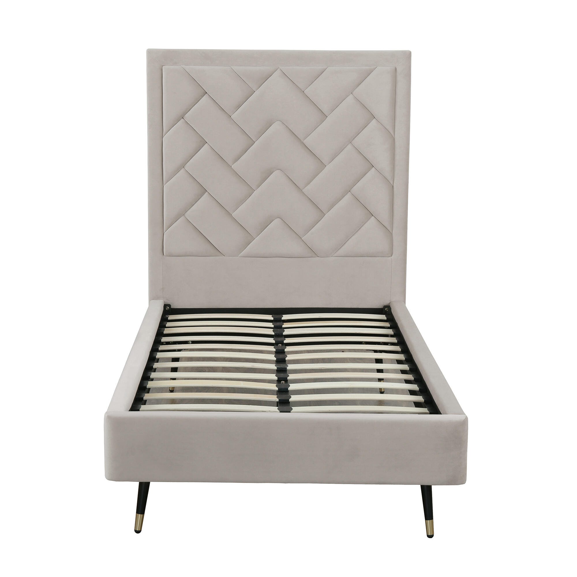 Manhattan Comfort Crosby Twin Platform Bed, Greige, large