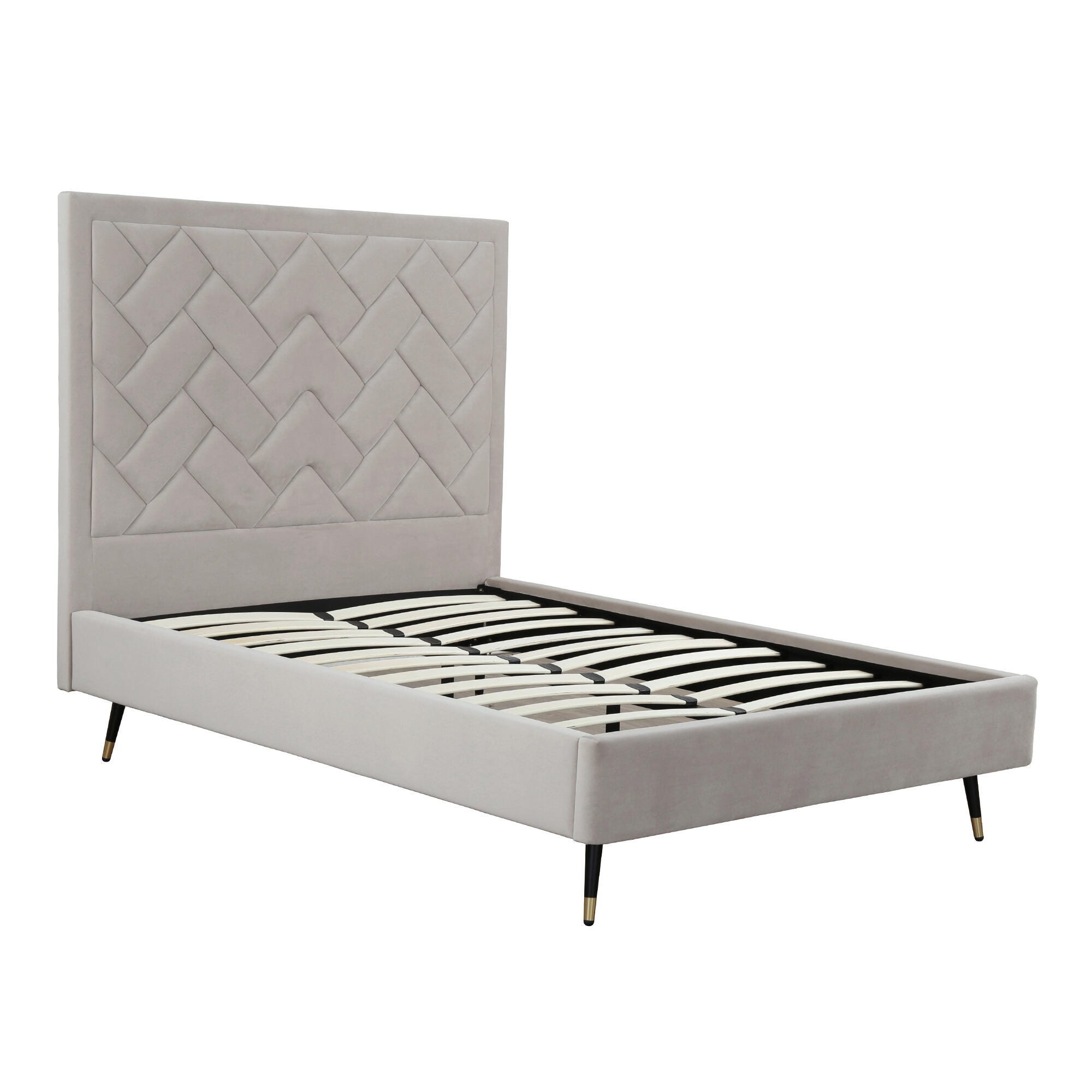 Manhattan Comfort Crosby Full Upholstered Bed, Greige, large