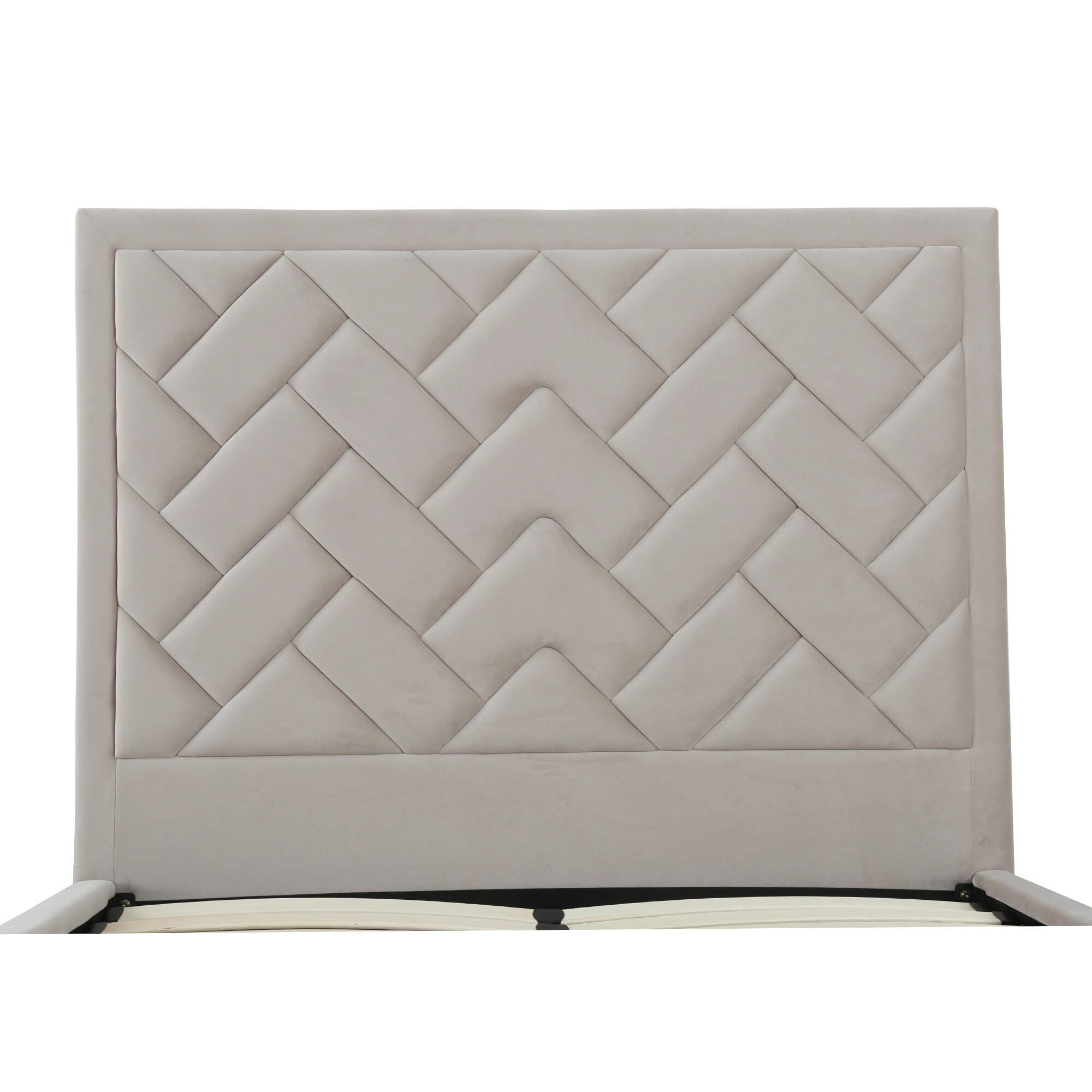 Manhattan Comfort Crosby Full Upholstered Bed, Greige, large