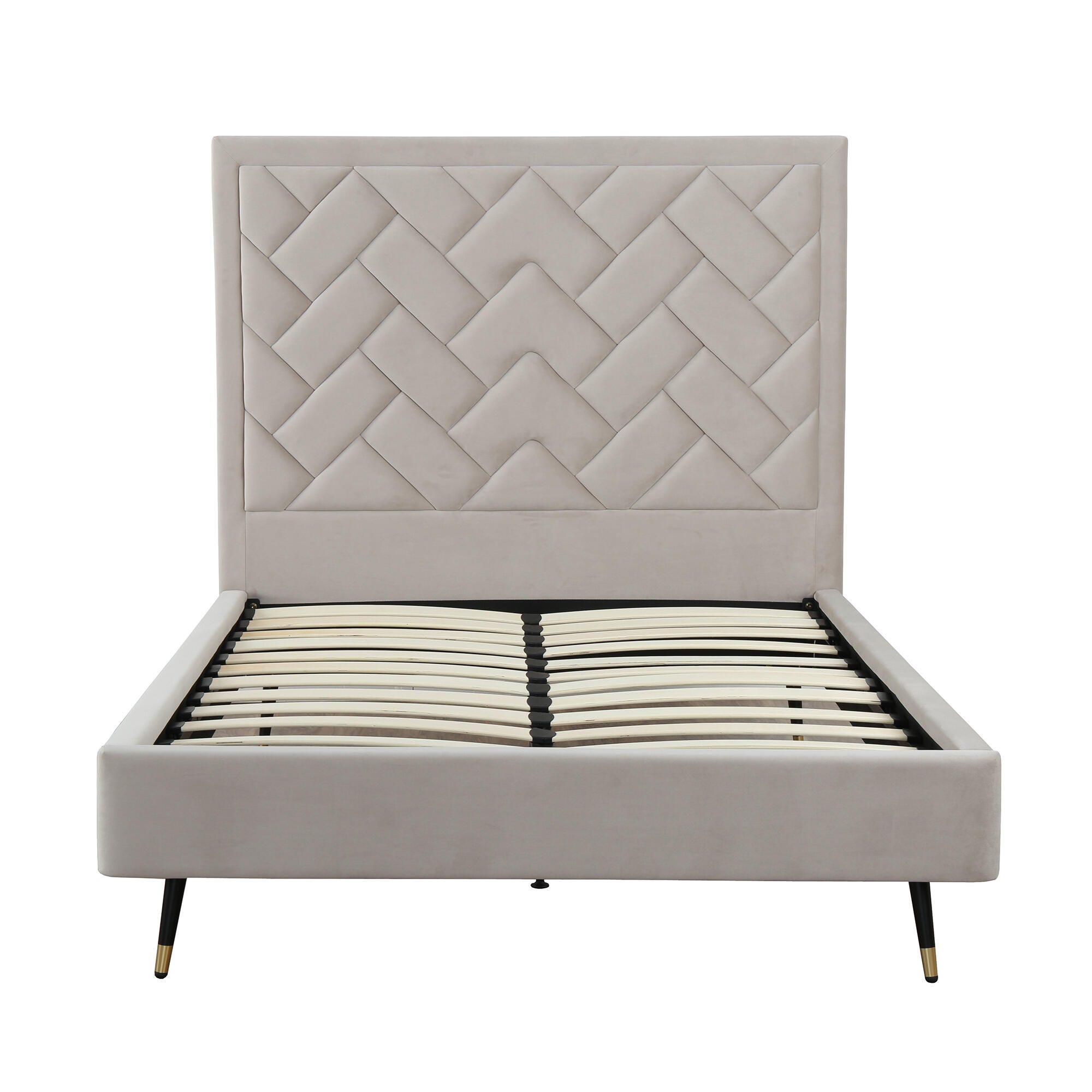 Manhattan Comfort Crosby Full Upholstered Bed, Greige, large