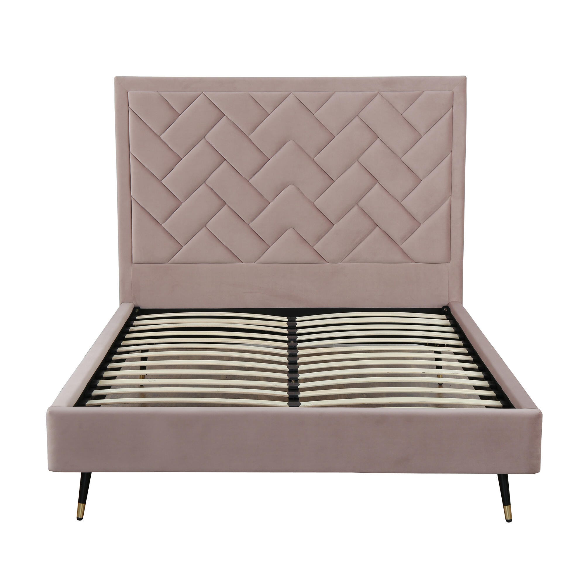Manhattan Comfort Crosby Queen Upholstered Bed, Blush, large