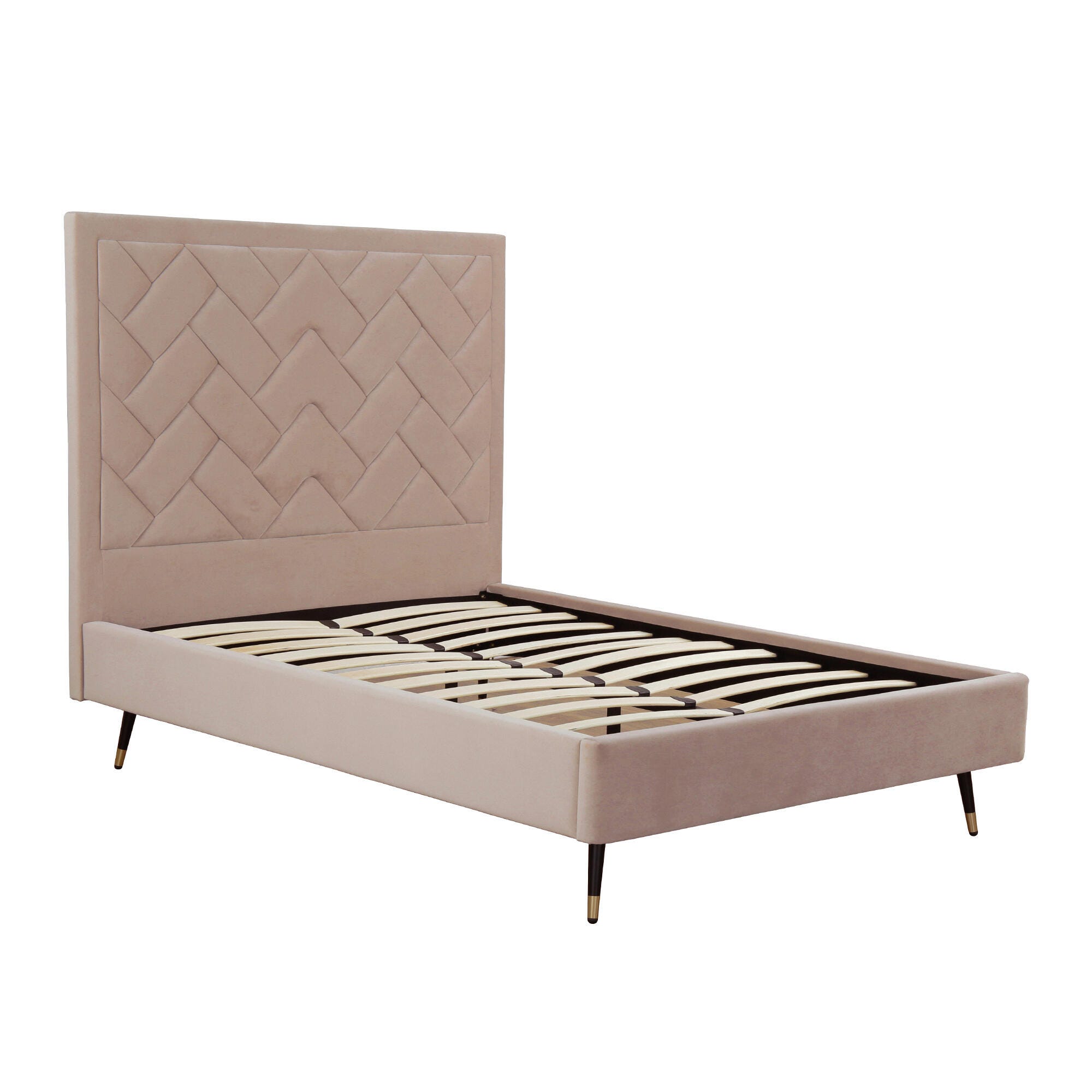 Manhattan Comfort Crosby Full Upholstered Bed, Nude, large