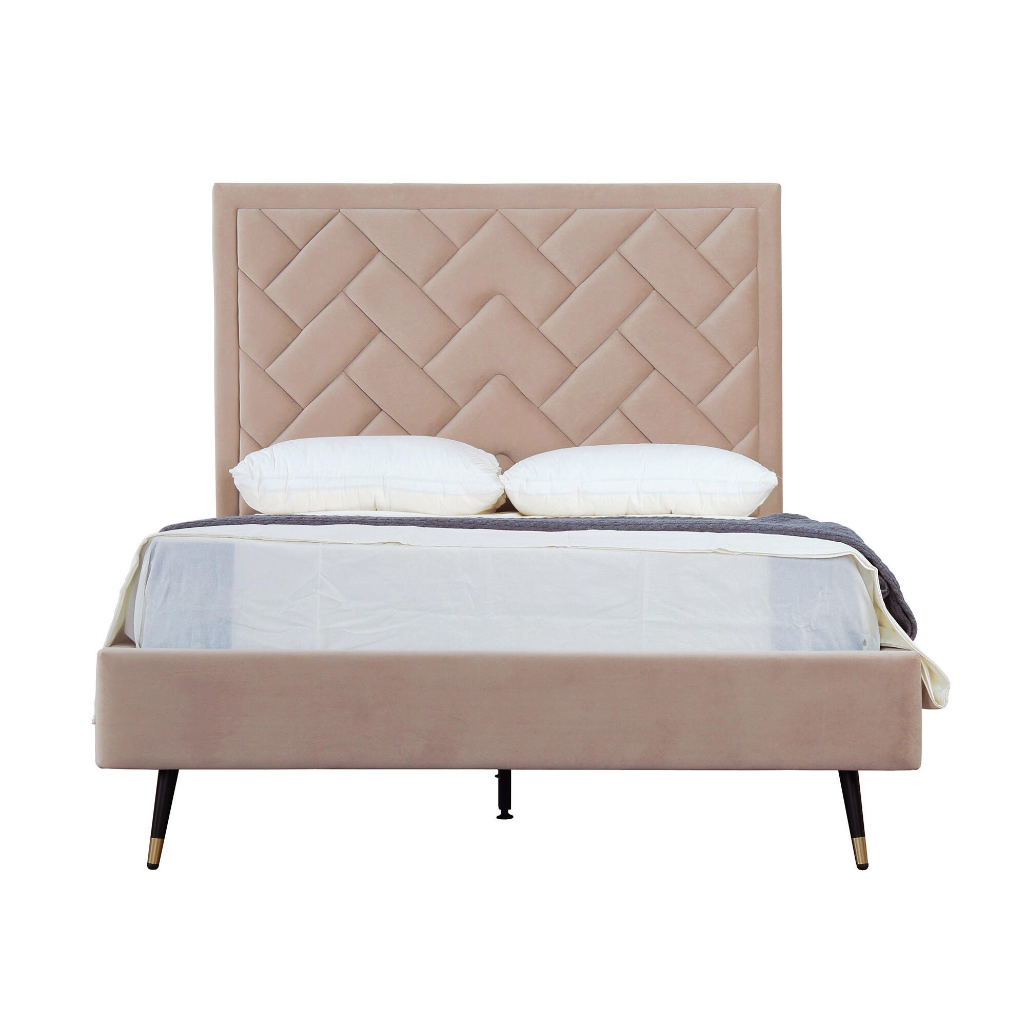 Manhattan Comfort Crosby Full Upholstered Bed, Nude, large