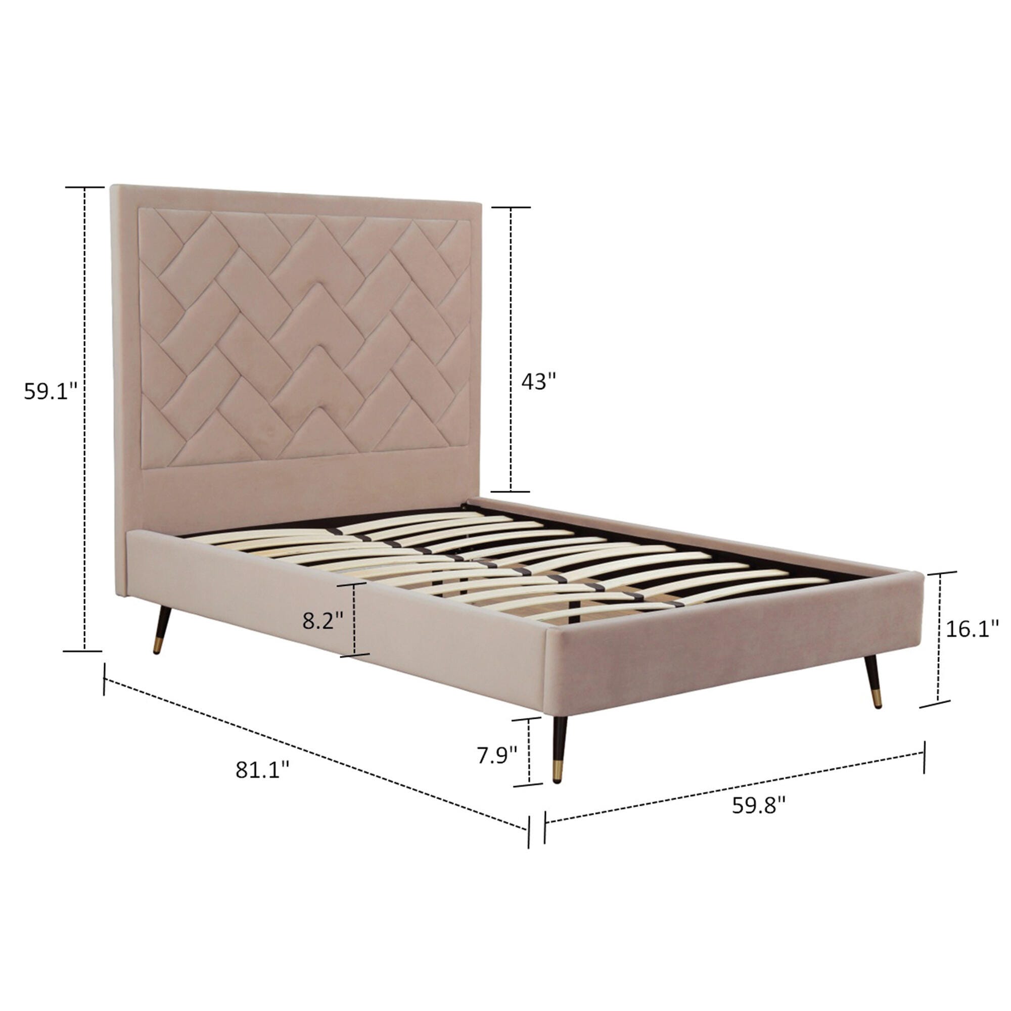 Manhattan Comfort Crosby Full Upholstered Bed, Nude, large
