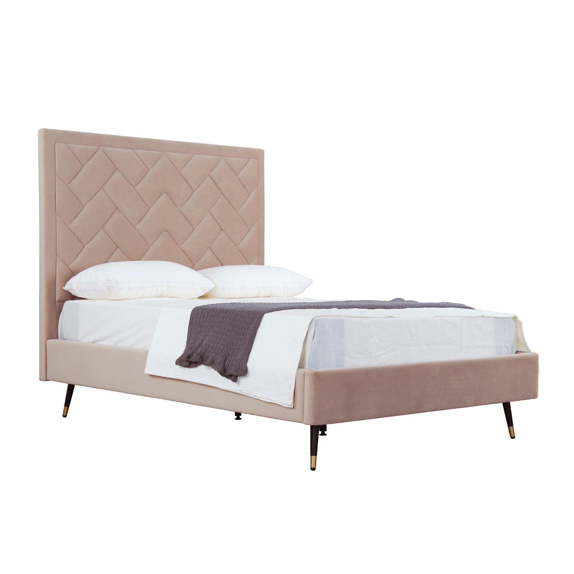 Manhattan Comfort Crosby Full Upholstered Bed, Nude, large