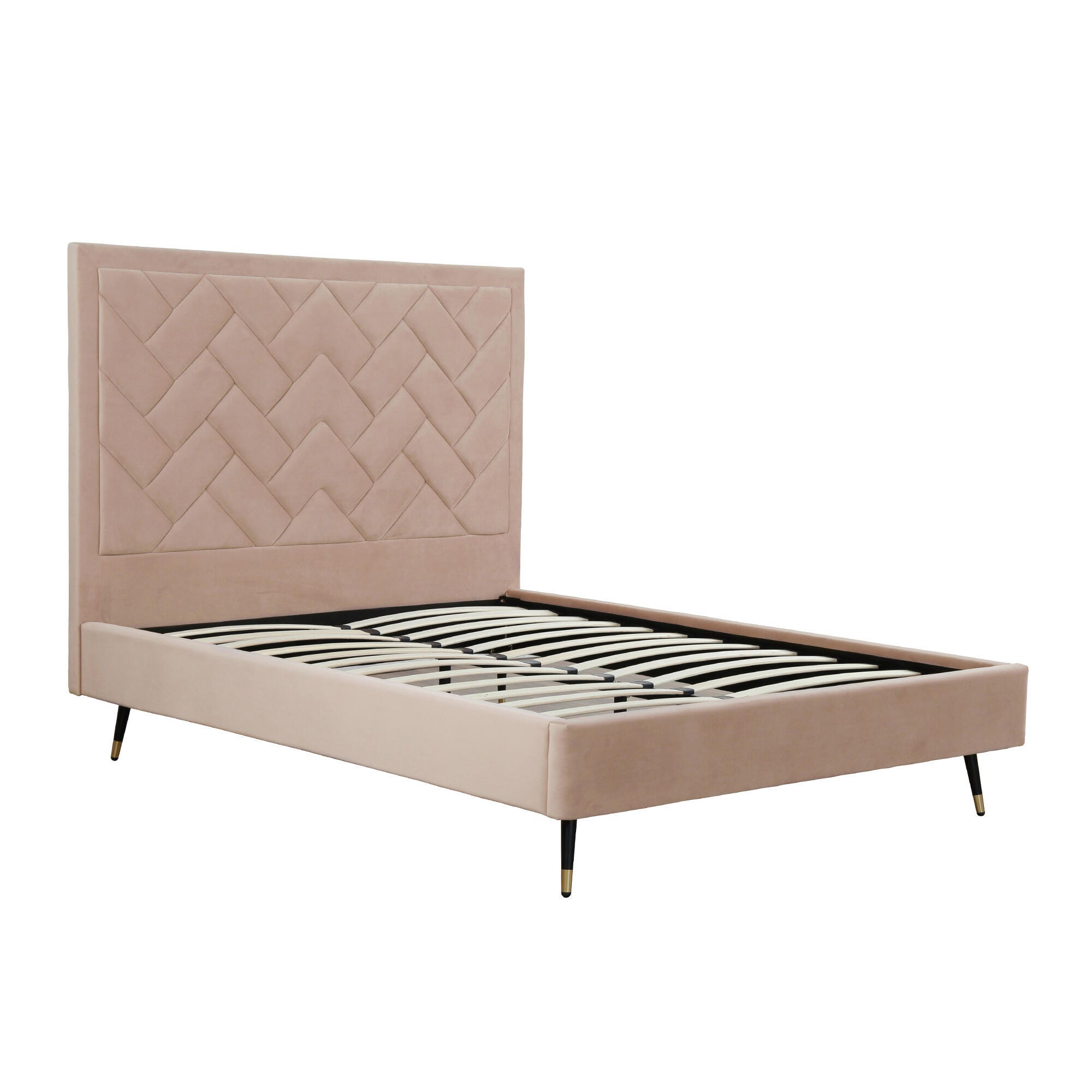 Manhattan Comfort Crosby Queen Upholstered Bed, Nude, large