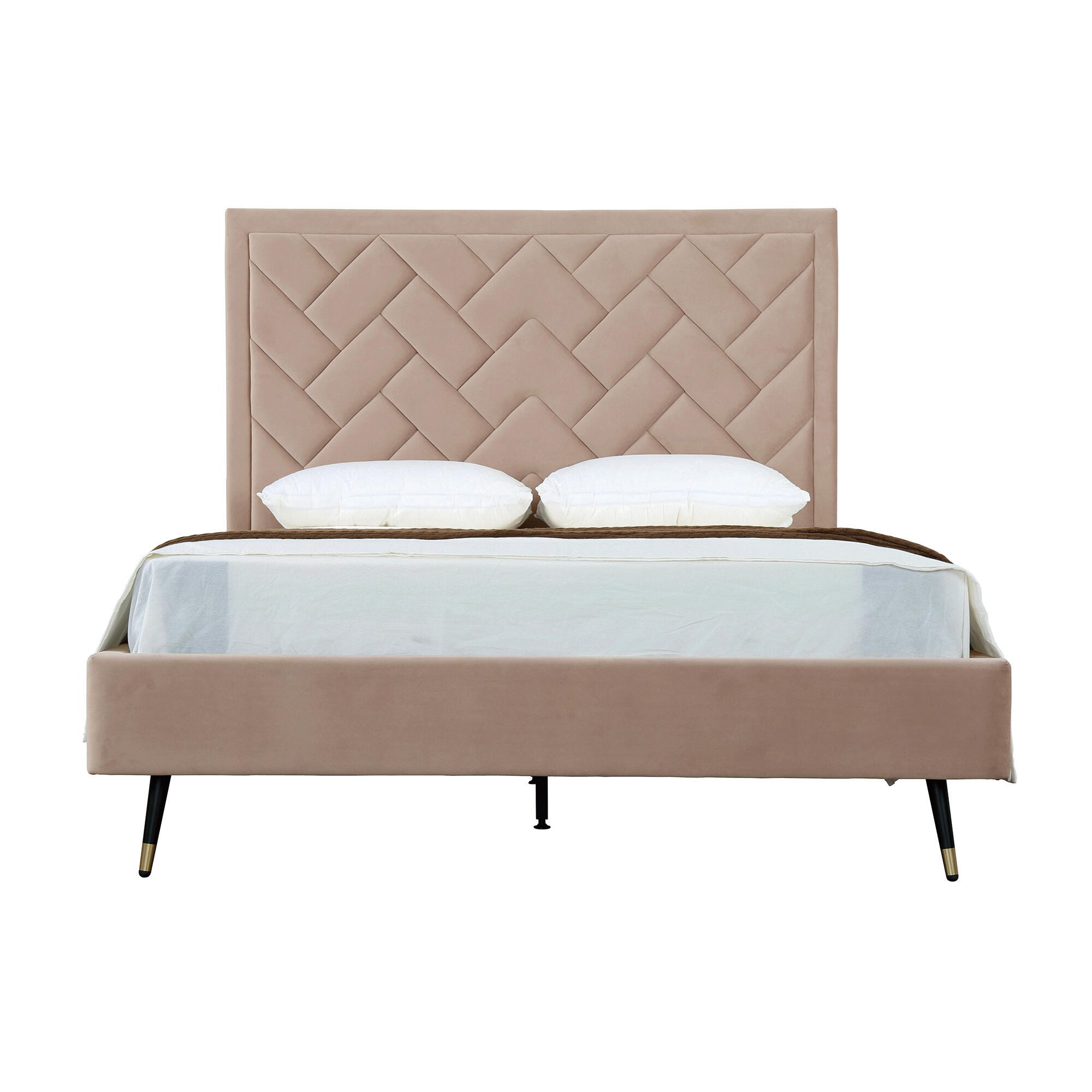 Manhattan Comfort Crosby Queen Upholstered Bed, Nude, large