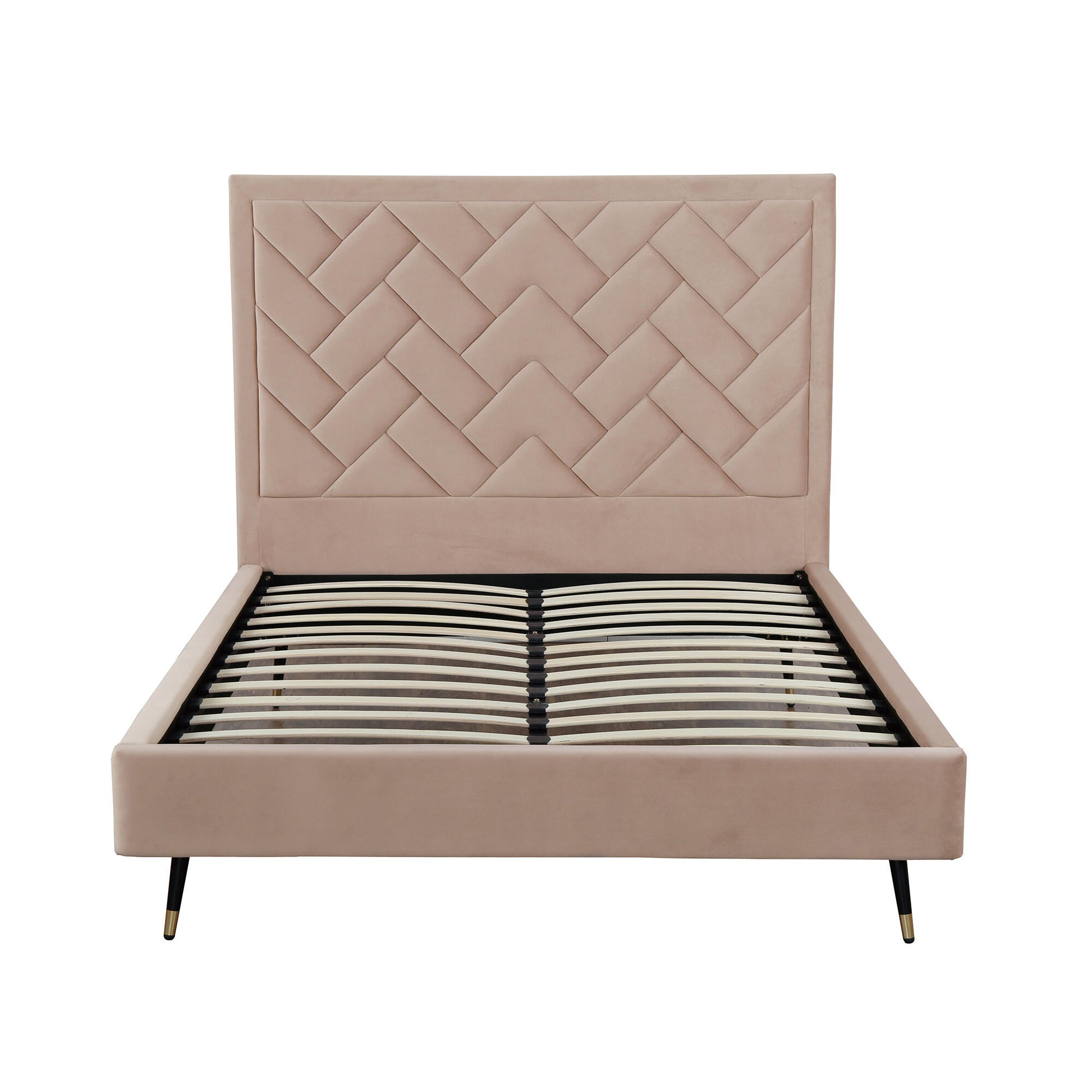 Manhattan Comfort Crosby Queen Upholstered Bed, Nude, large