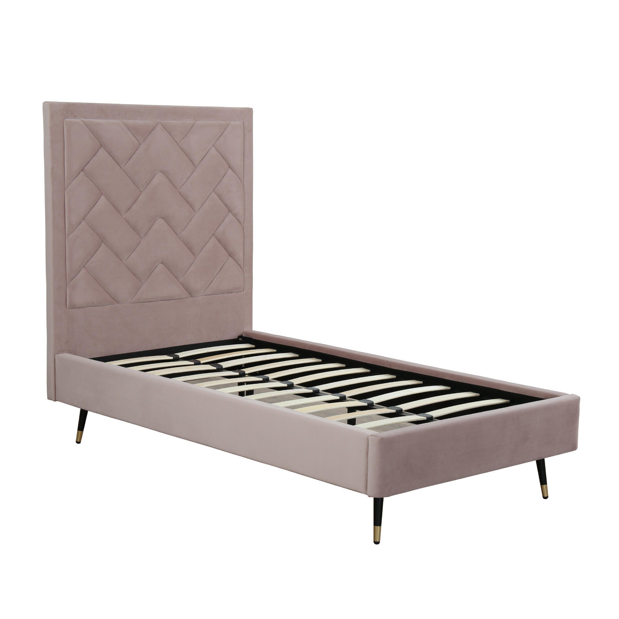 Manhattan Comfort Crosby Twin Platform Bed, Blush, large
