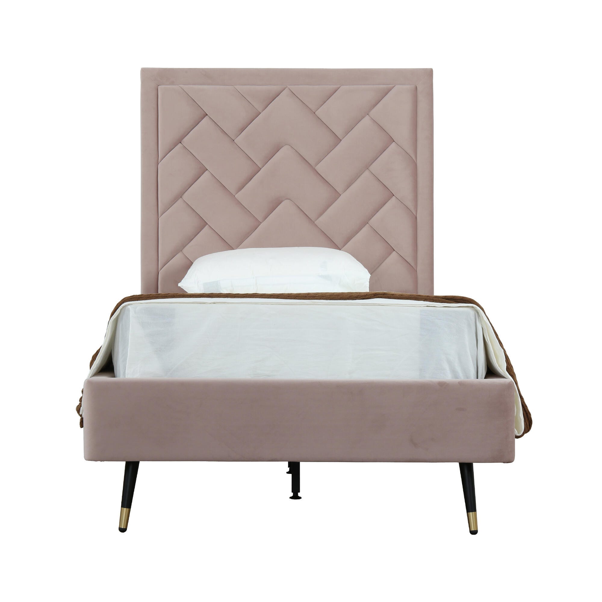 Manhattan Comfort Crosby Twin Platform Bed, Blush, large