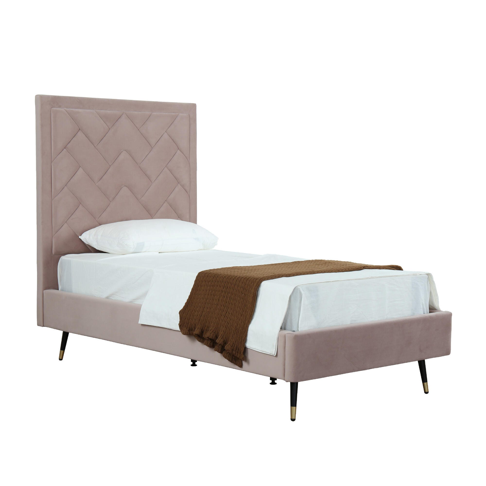 Manhattan Comfort Crosby Twin Platform Bed, Blush, large