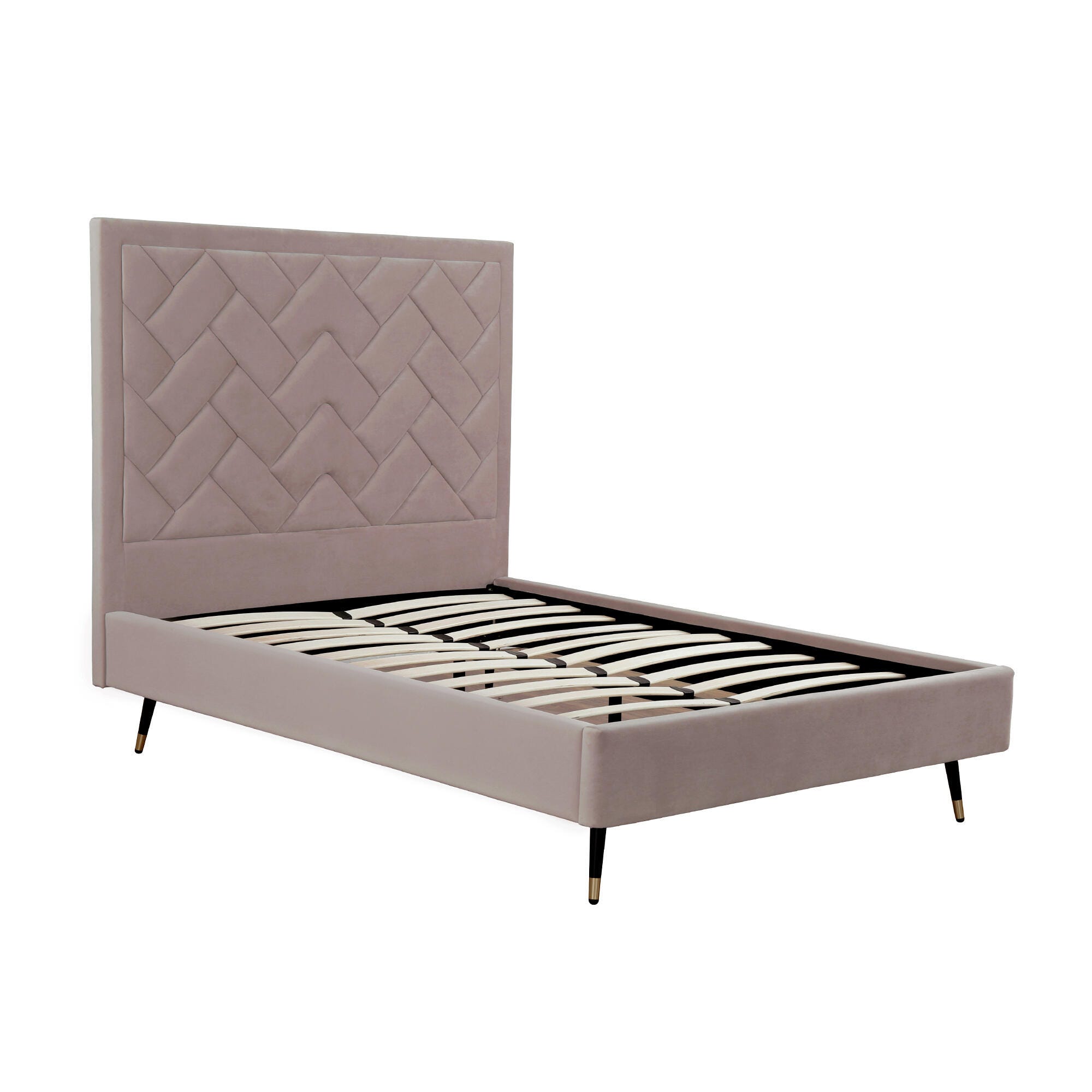 Manhattan Comfort Crosby Full Upholstered Bed, Blush, large