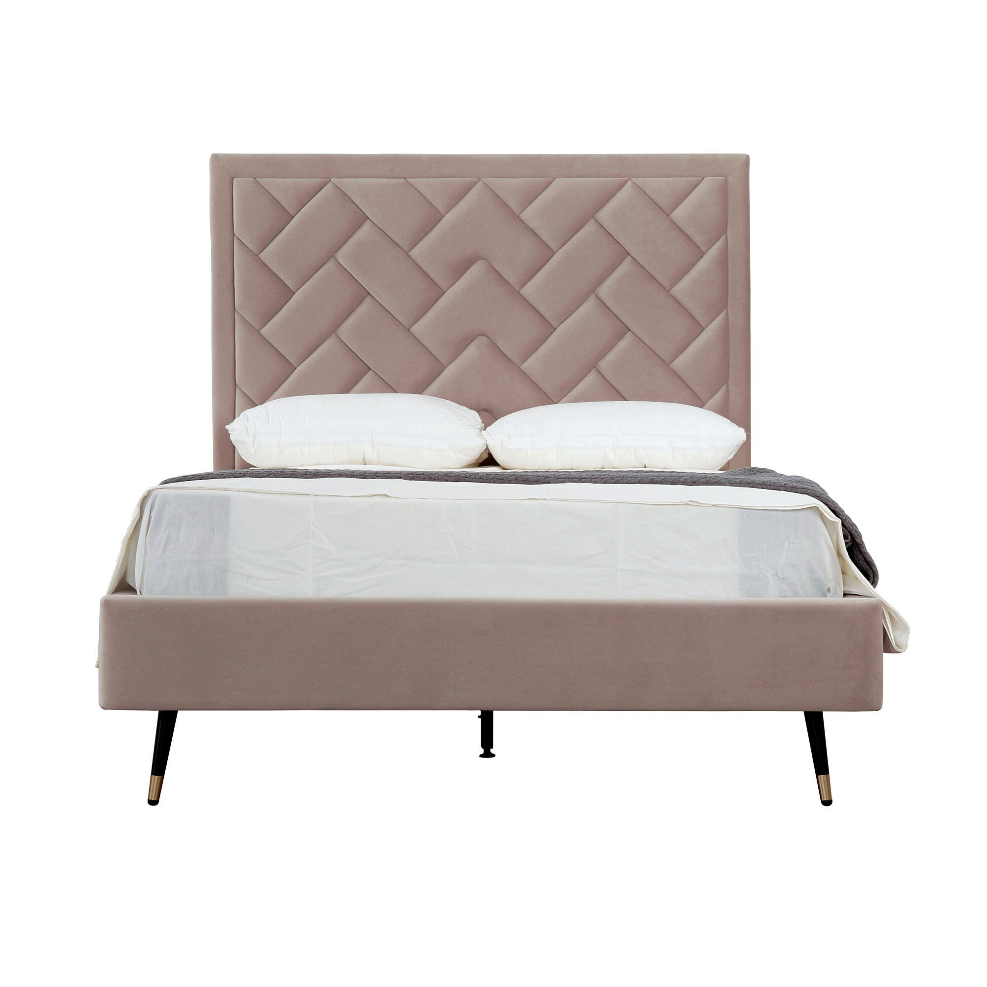 Manhattan Comfort Crosby Full Upholstered Bed, Blush, large