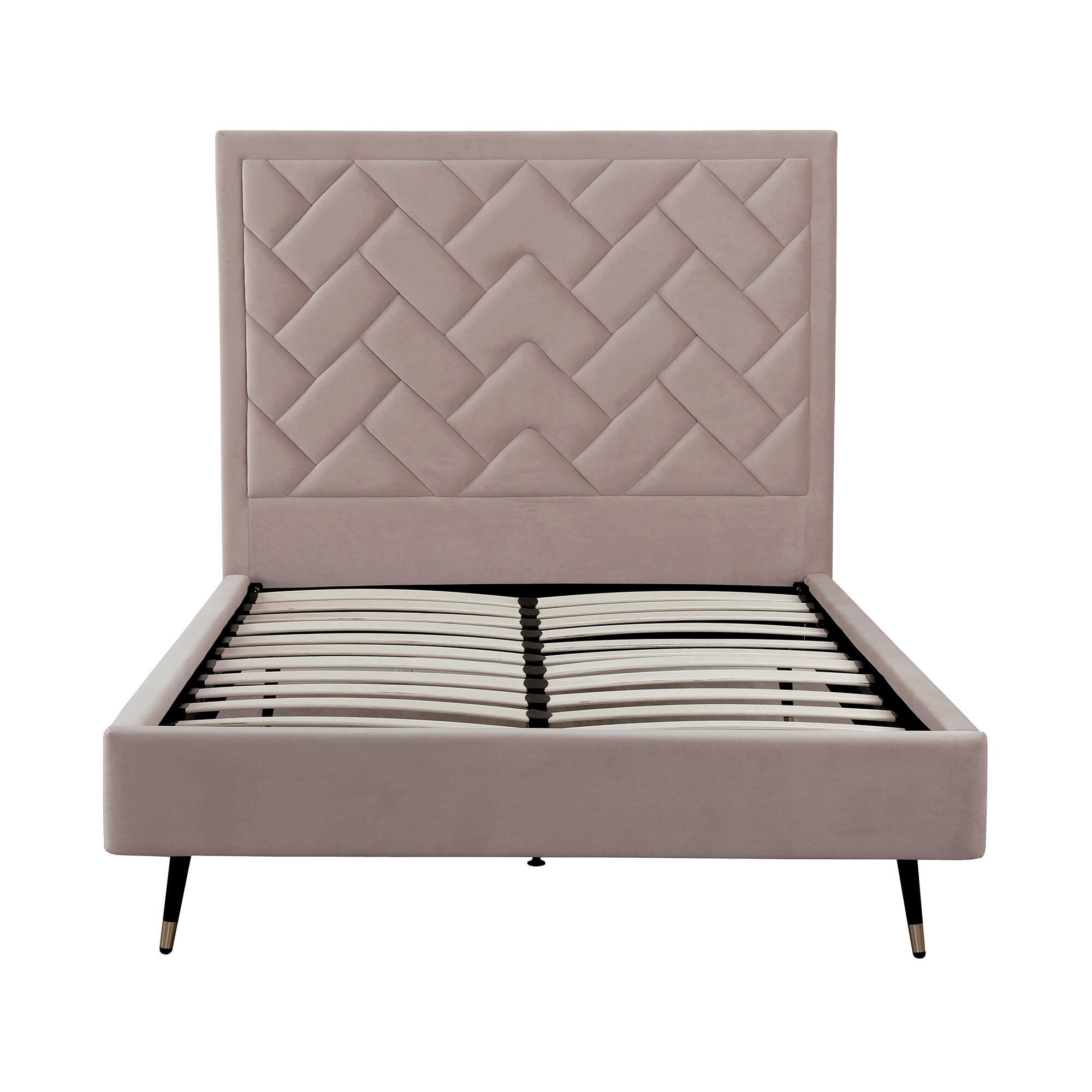 Manhattan Comfort Crosby Full Upholstered Bed, Blush, large