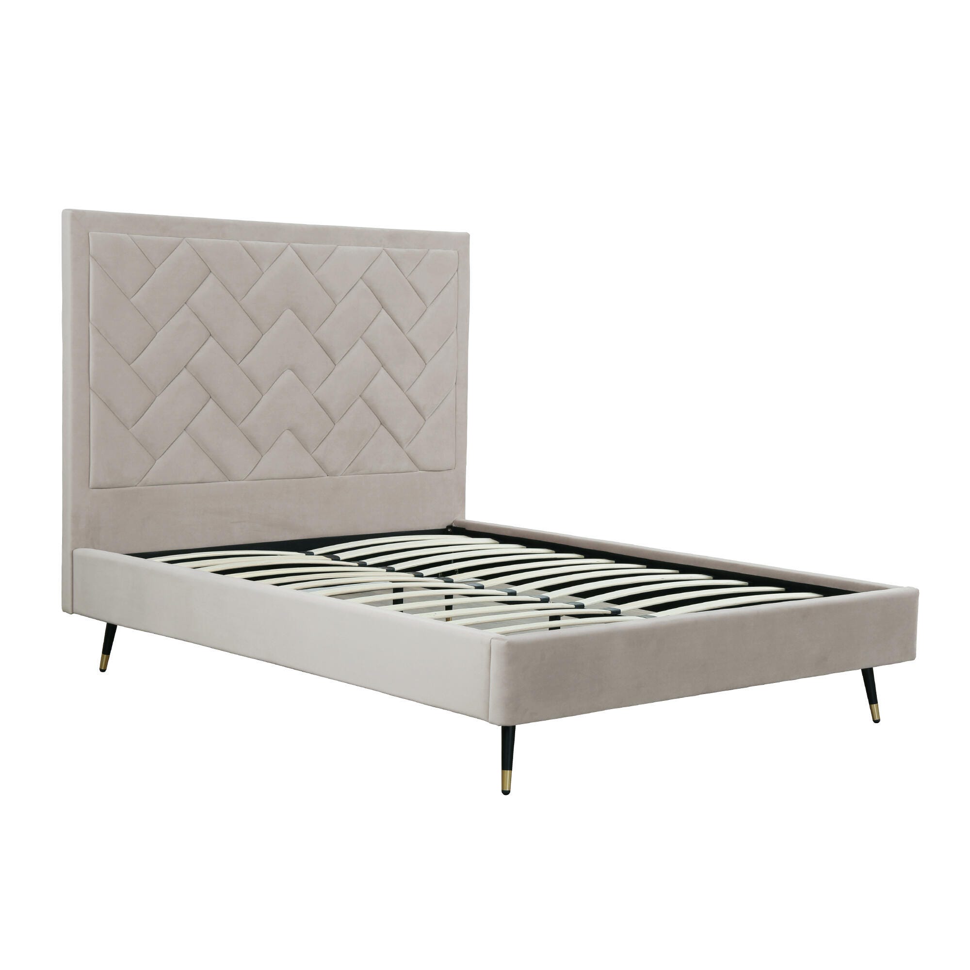 Manhattan Comfort Crosby Queen Upholstered Bed, Greige, large