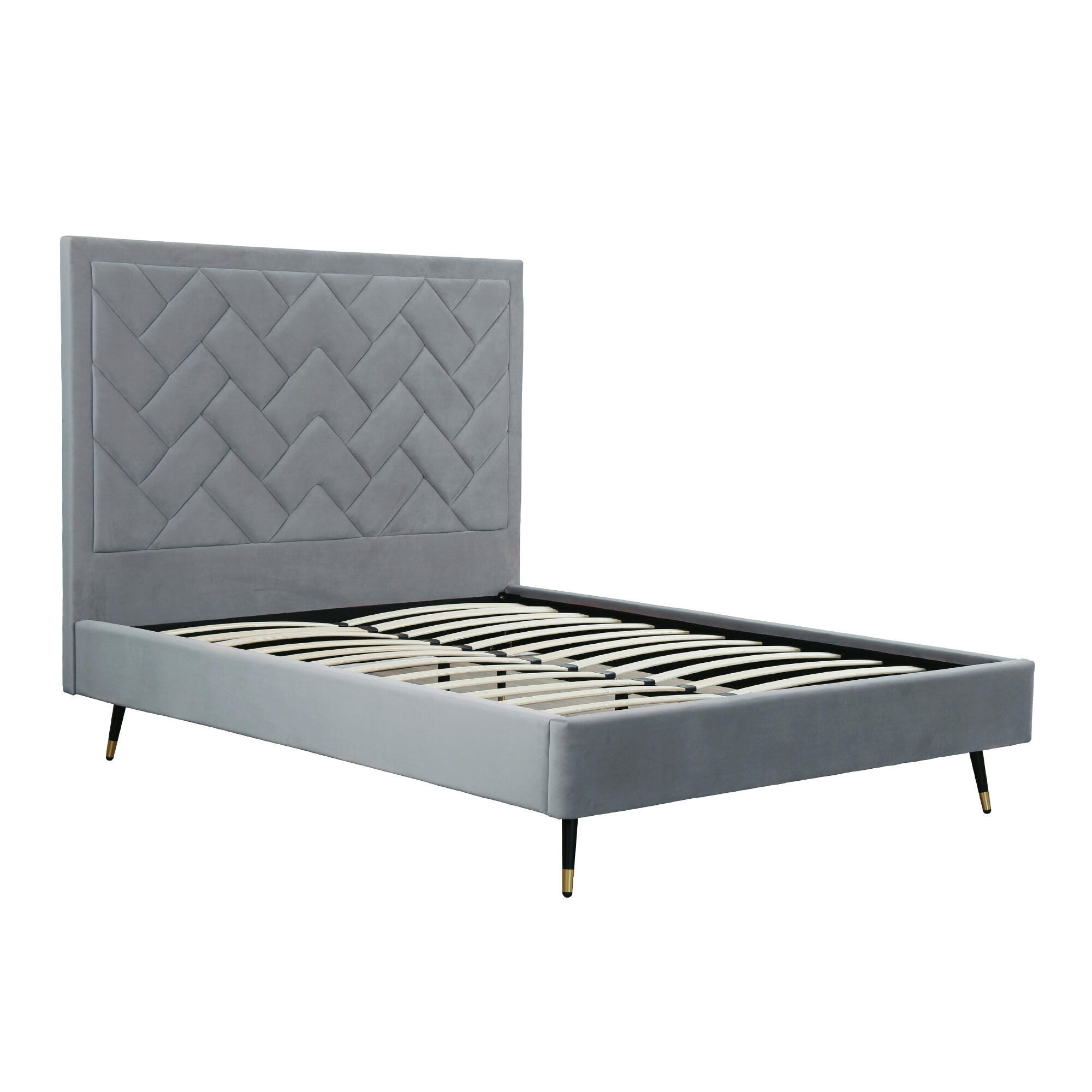Manhattan Comfort Crosby Queen Upholstered Bed, Gray, large