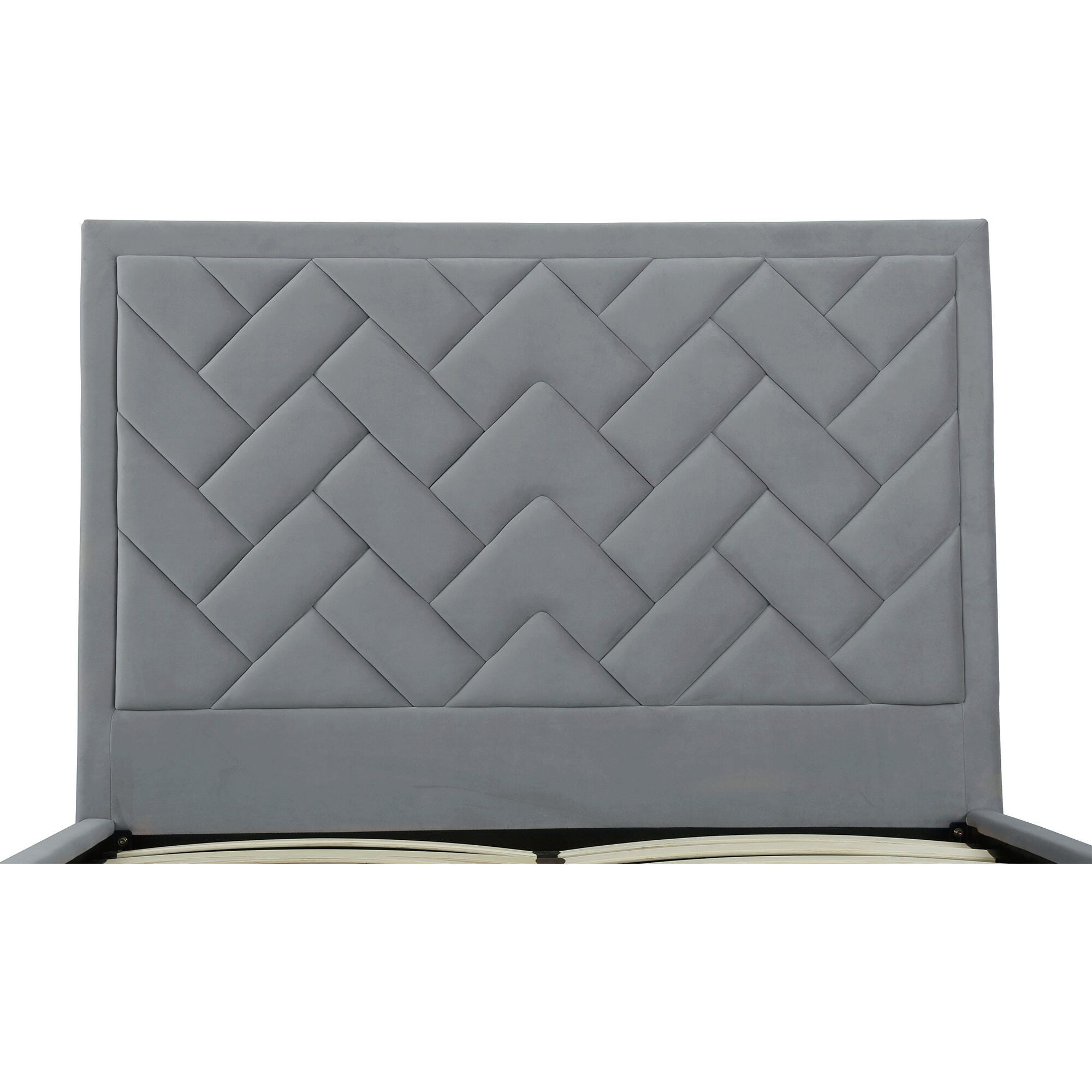 Manhattan Comfort Crosby Queen Upholstered Bed, Gray, large