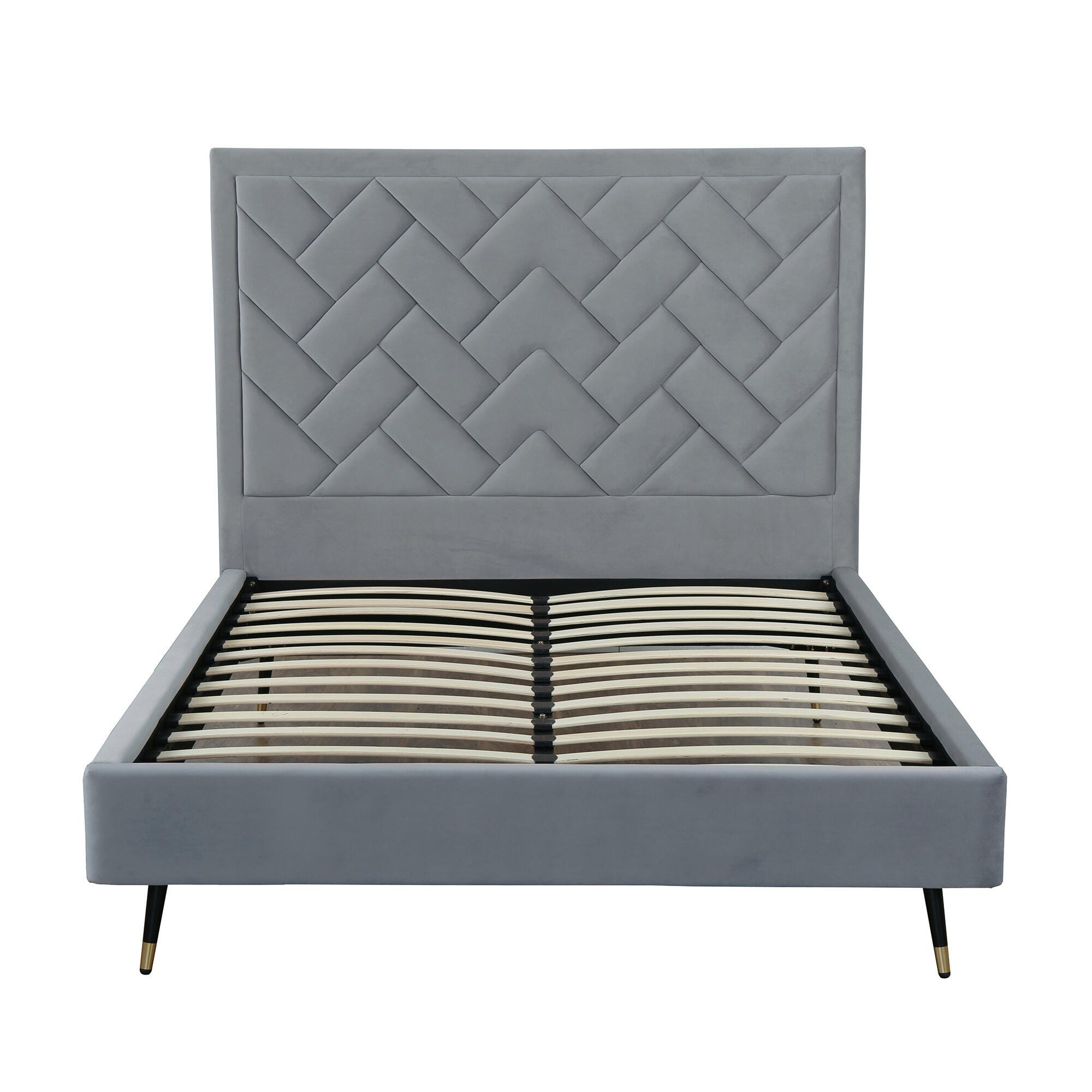 Manhattan Comfort Crosby Queen Upholstered Bed, Gray, large