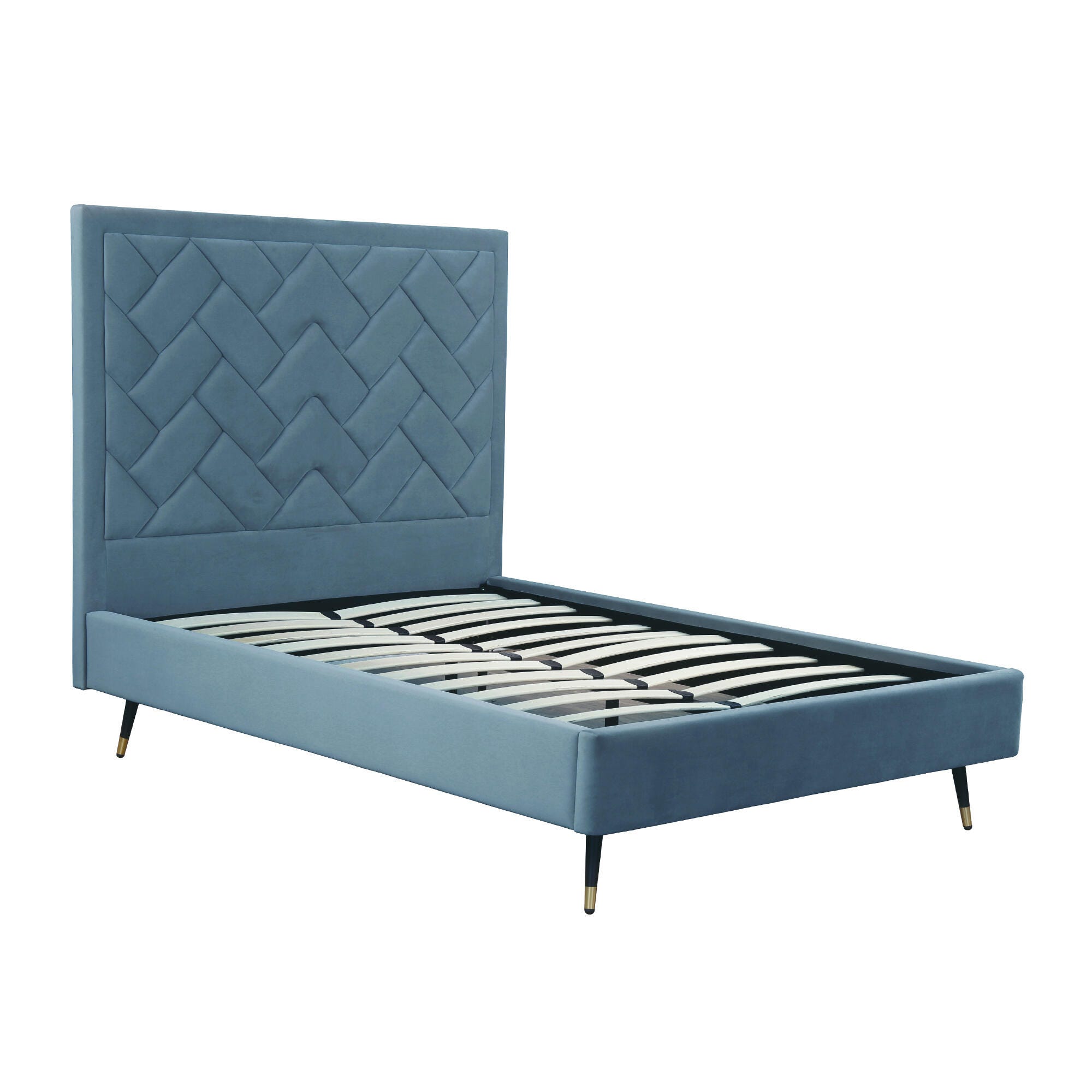 Manhattan Comfort Crosby Full Upholstered Bed, Blue, large