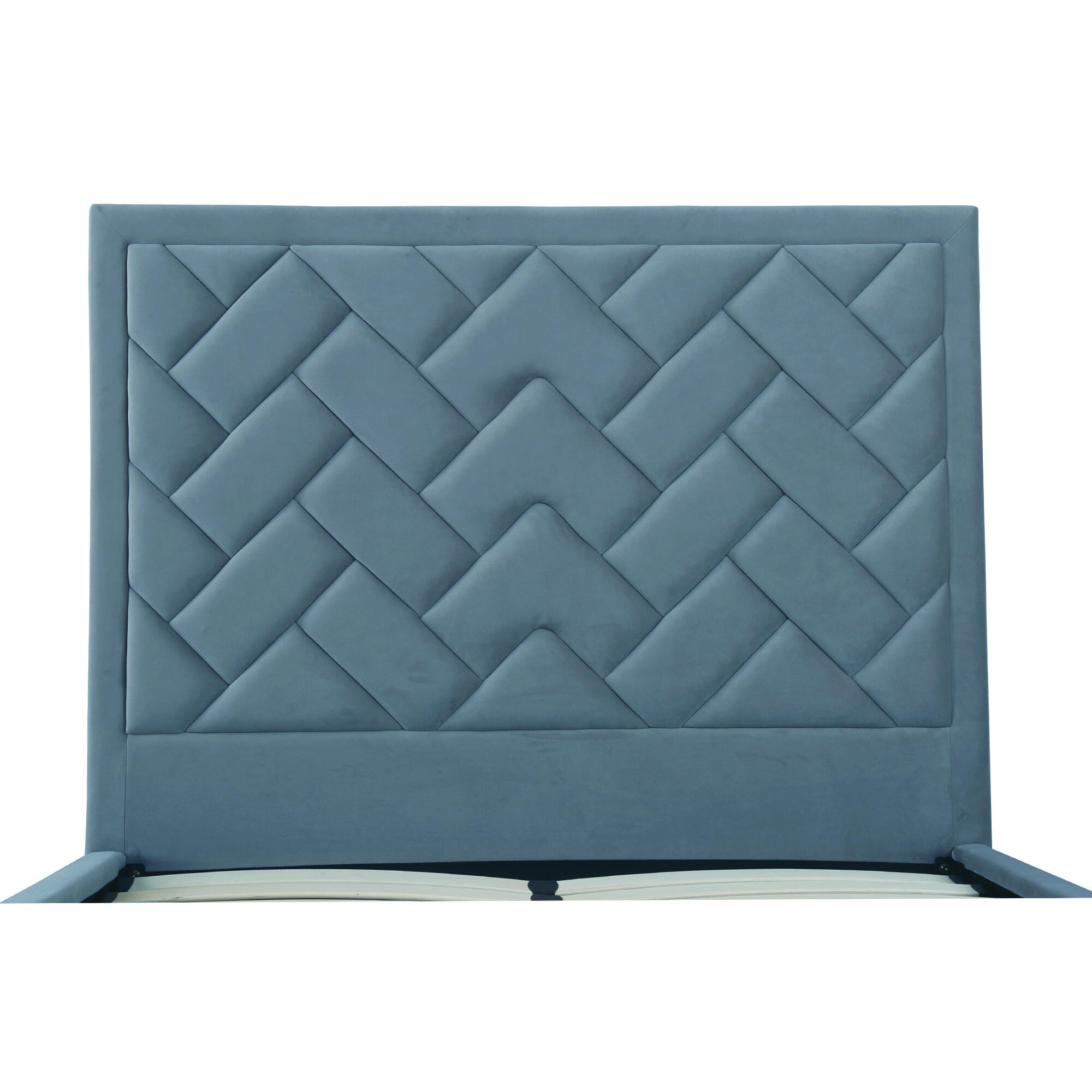 Manhattan Comfort Crosby Full Upholstered Bed, Blue, large