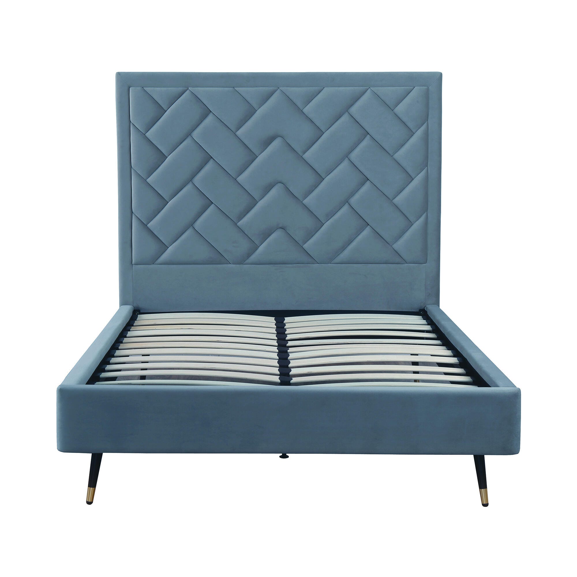 Manhattan Comfort Crosby Full Upholstered Bed, Blue, large
