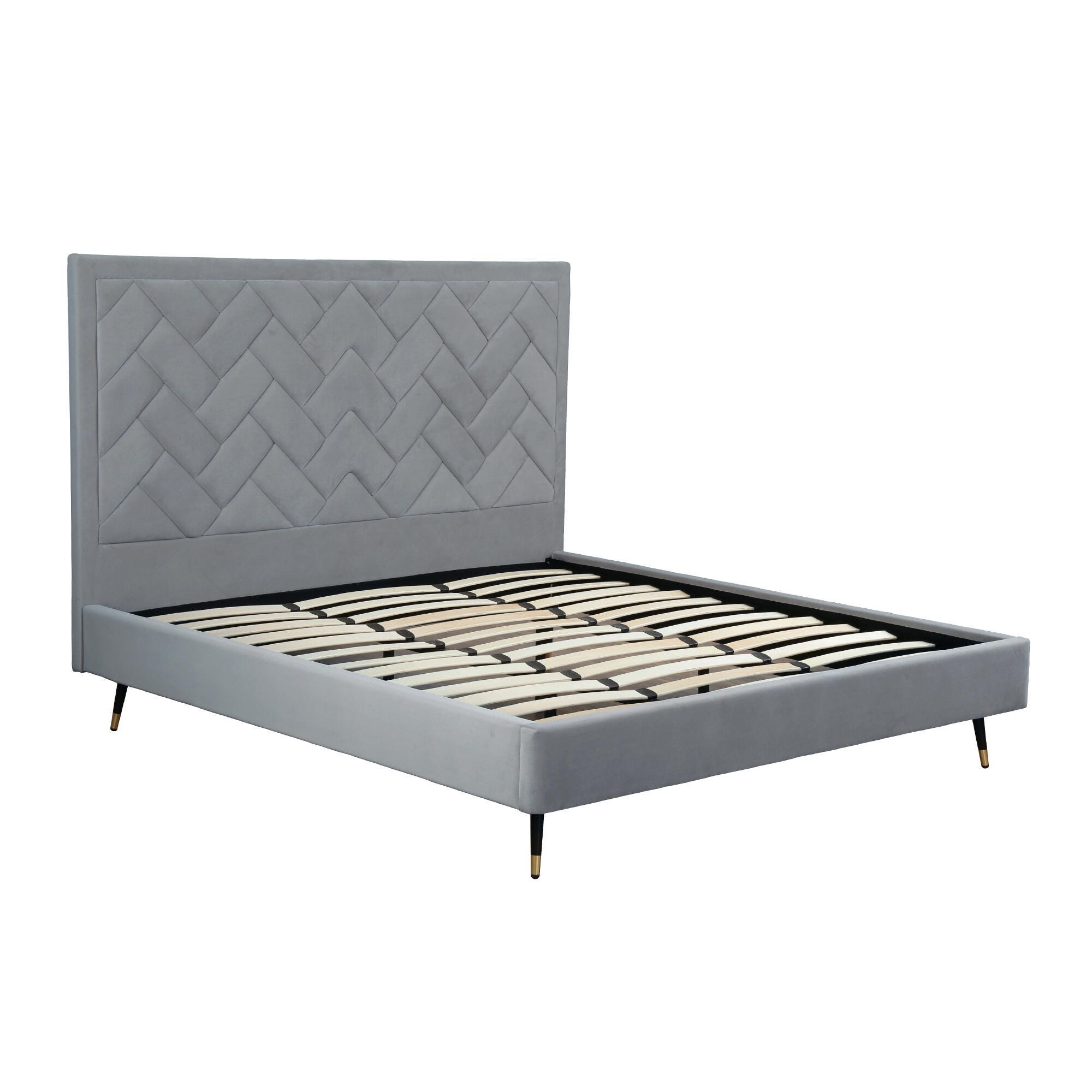 Manhattan Comfort Crosby King Upholstered Bed, Gray, large