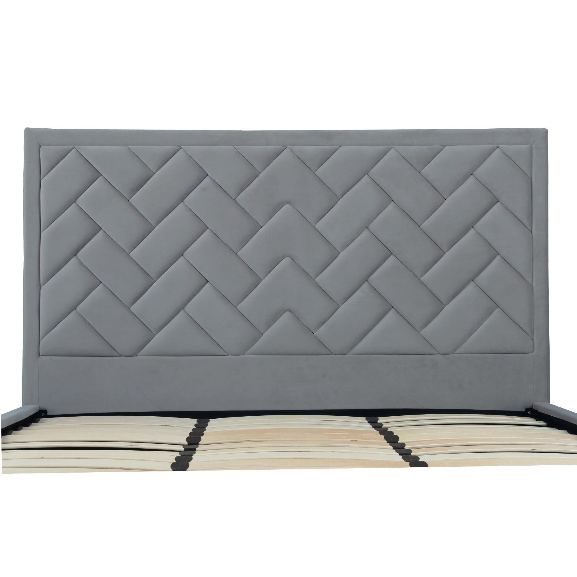 Manhattan Comfort Crosby King Upholstered Bed, Gray, large