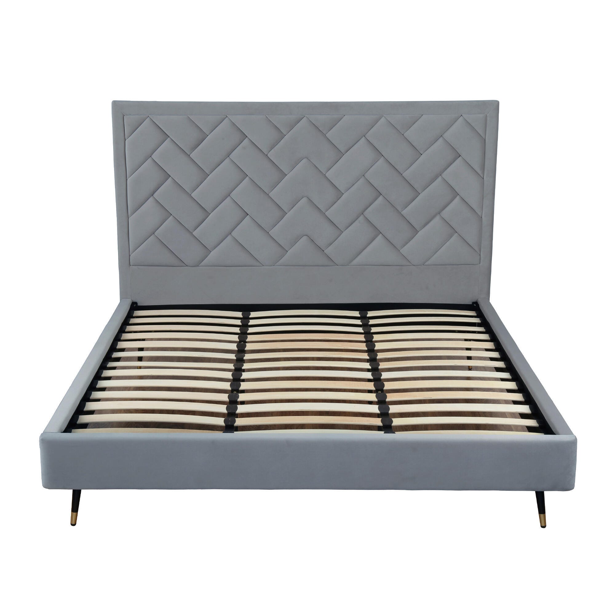 Manhattan Comfort Crosby King Upholstered Bed, Gray, large
