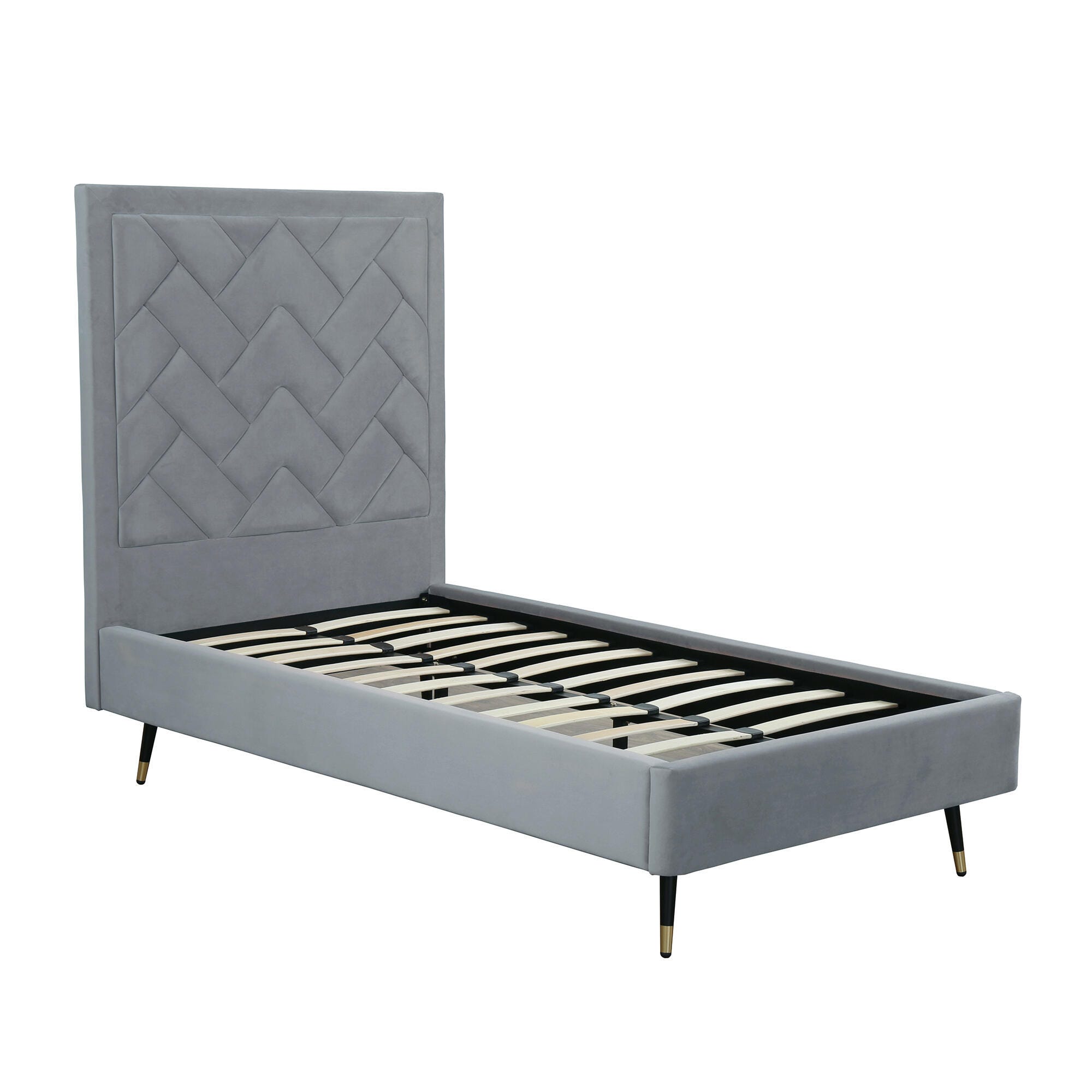 Manhattan Comfort Crosby Twin Platform Bed, Gray, large