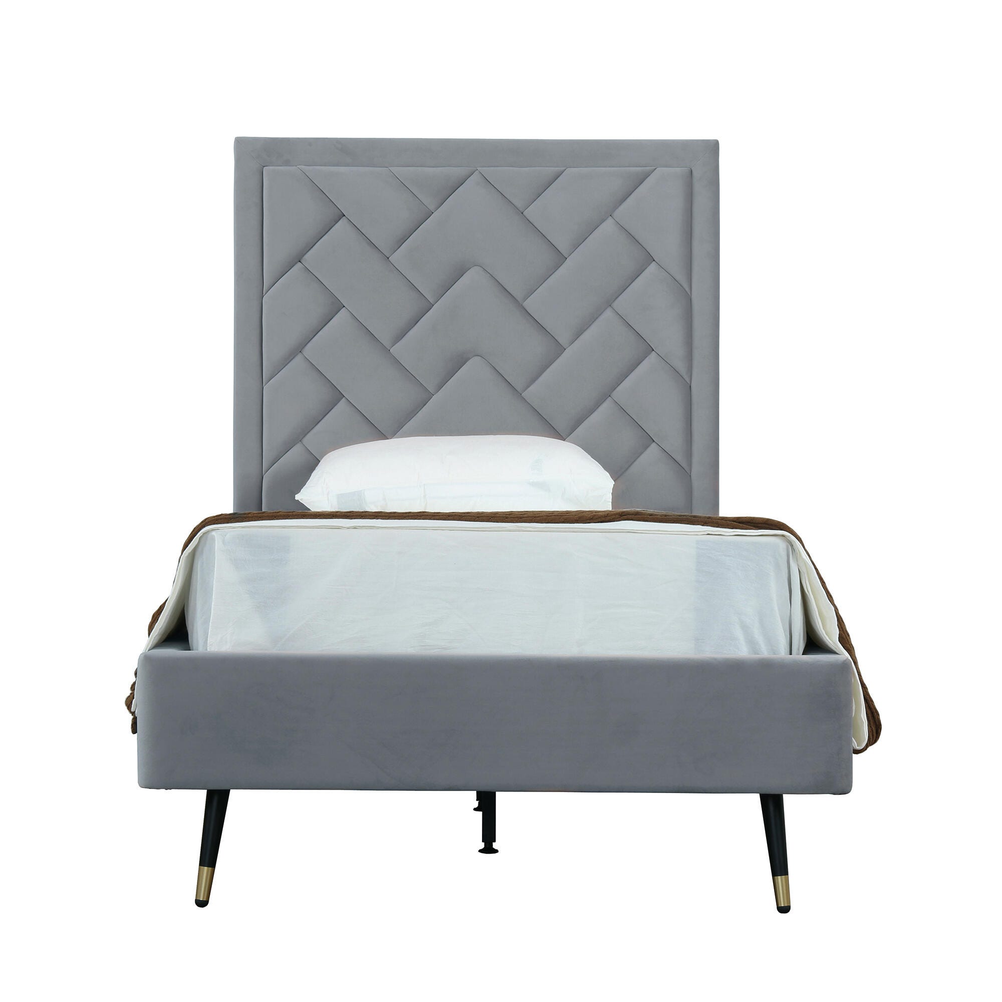 Manhattan Comfort Crosby Twin Platform Bed, Gray, large