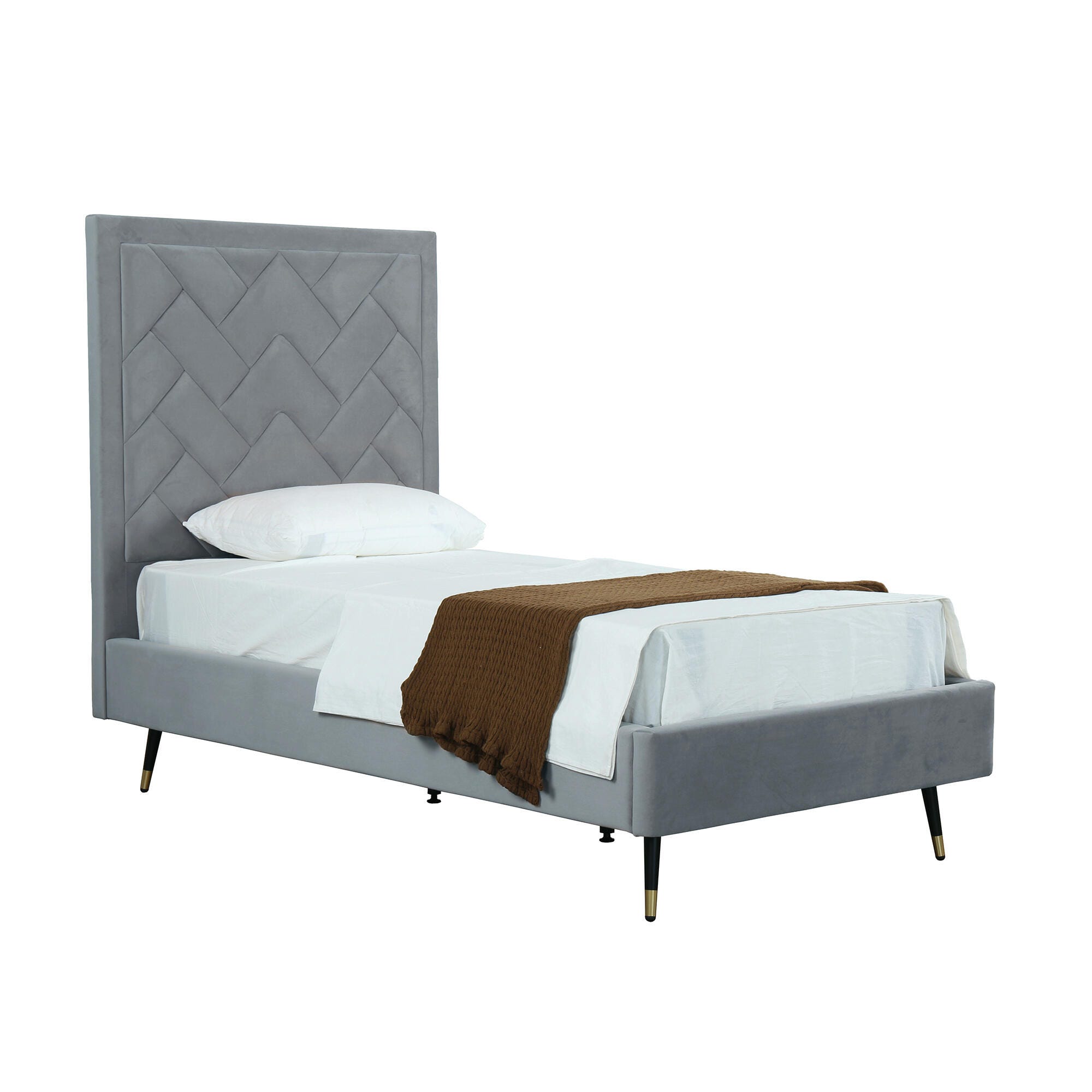 Manhattan Comfort Crosby Twin Platform Bed, Gray, large