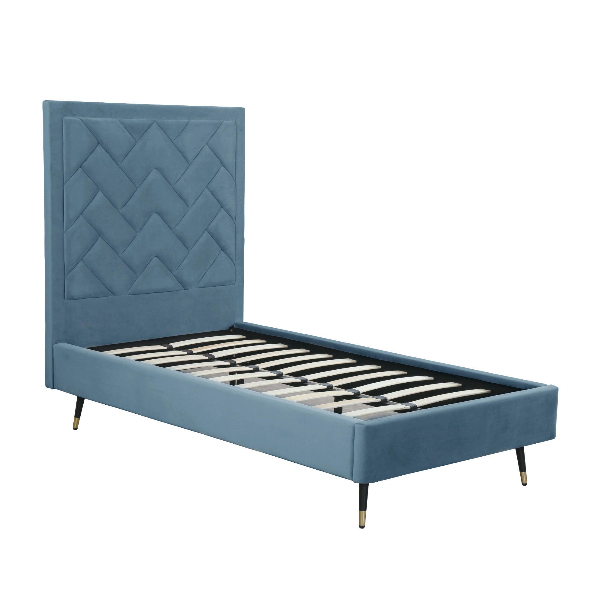 Manhattan Comfort Crosby Twin Platform Bed, Blue, large
