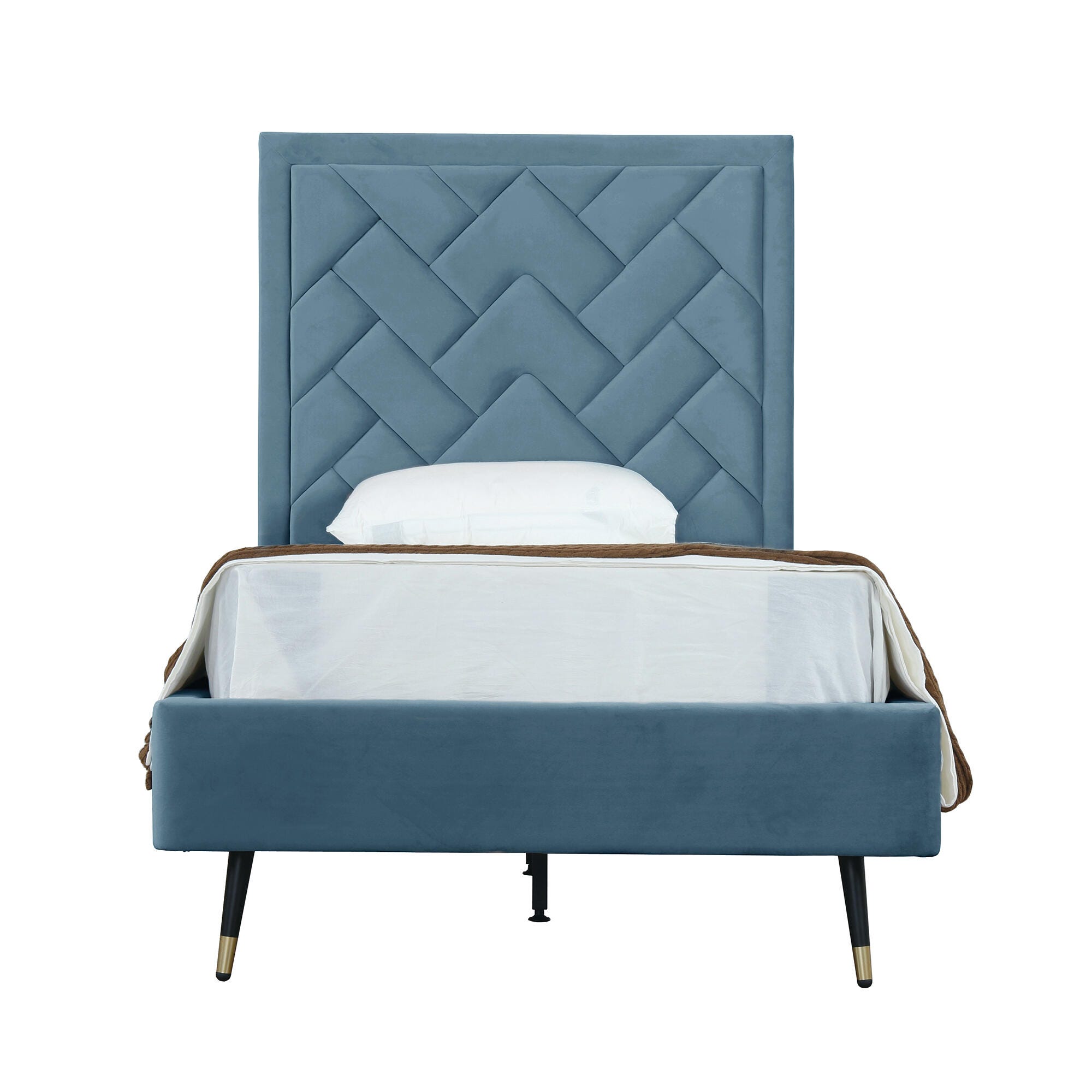 Manhattan Comfort Crosby Twin Platform Bed, Blue, large