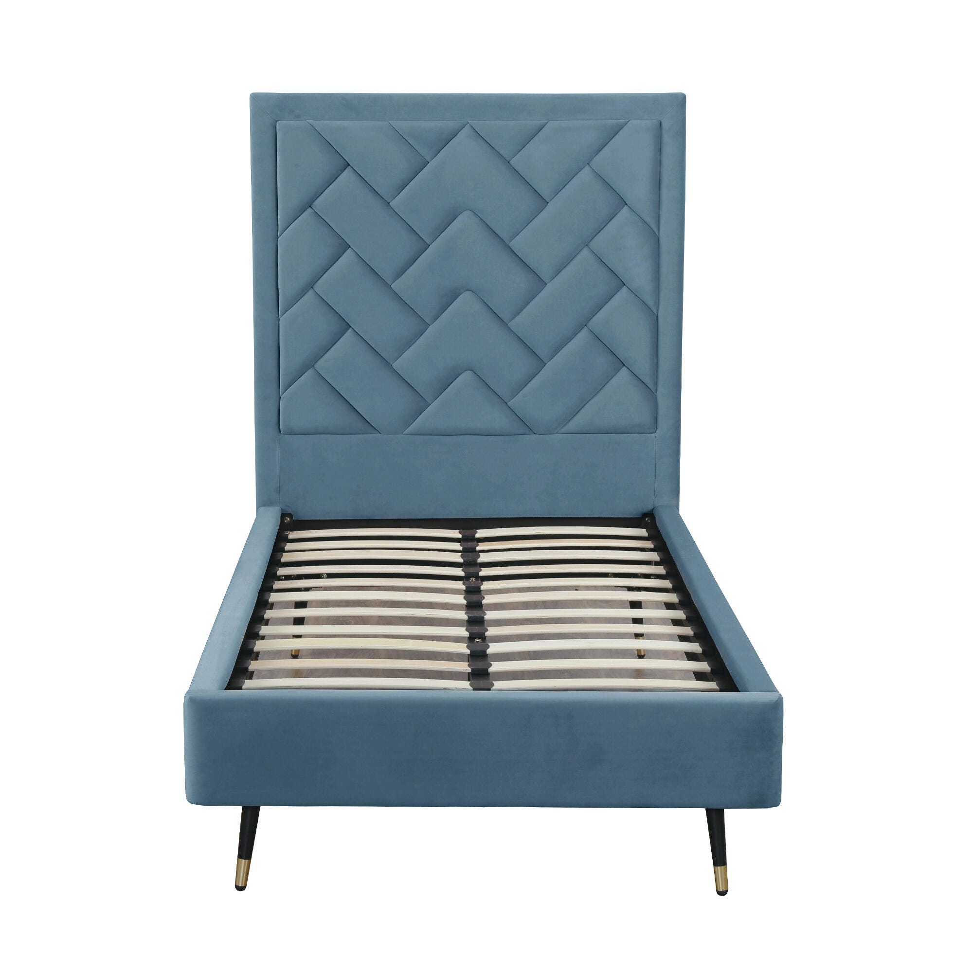 Manhattan Comfort Crosby Twin Platform Bed, Blue, large