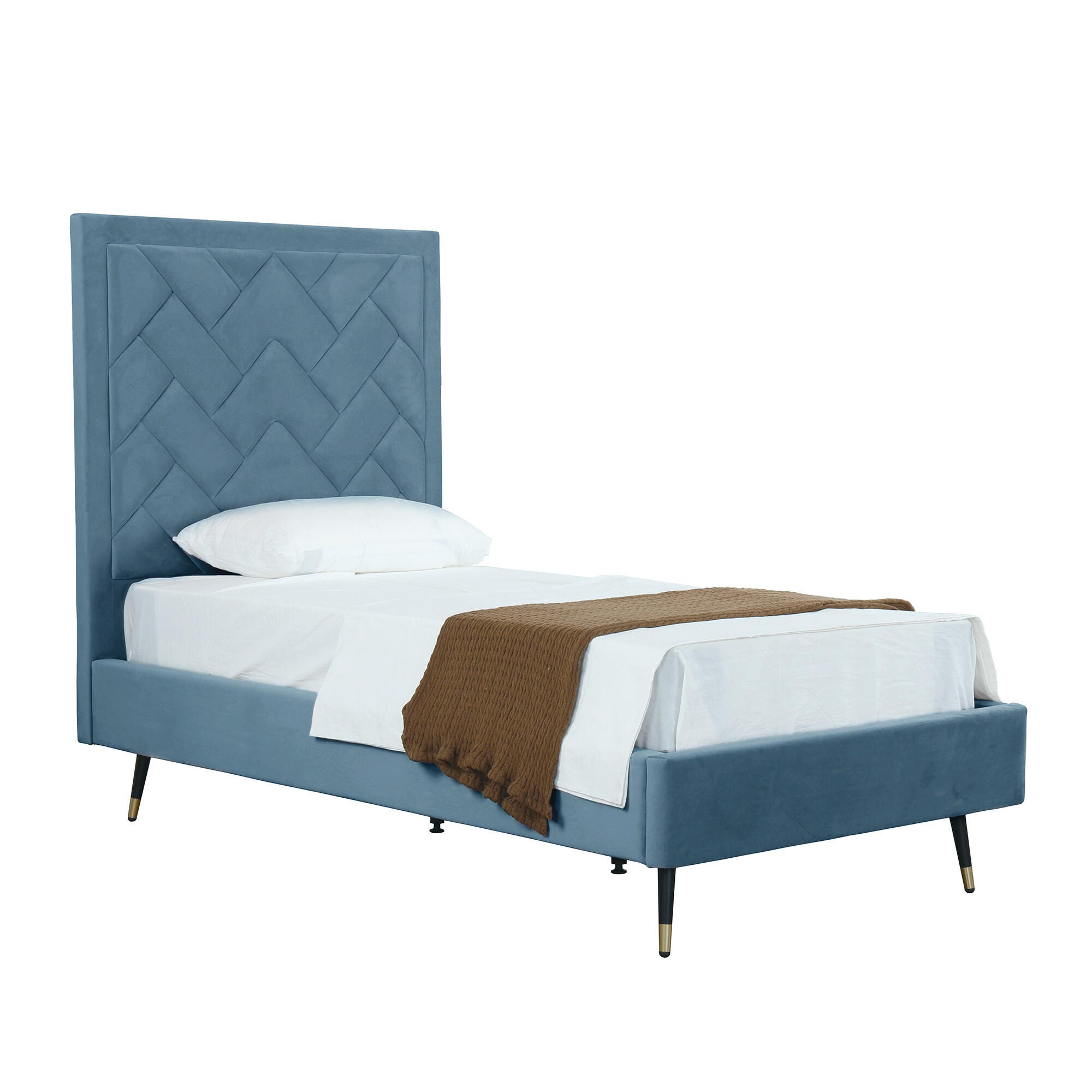 Manhattan Comfort Crosby Twin Platform Bed, Blue, large