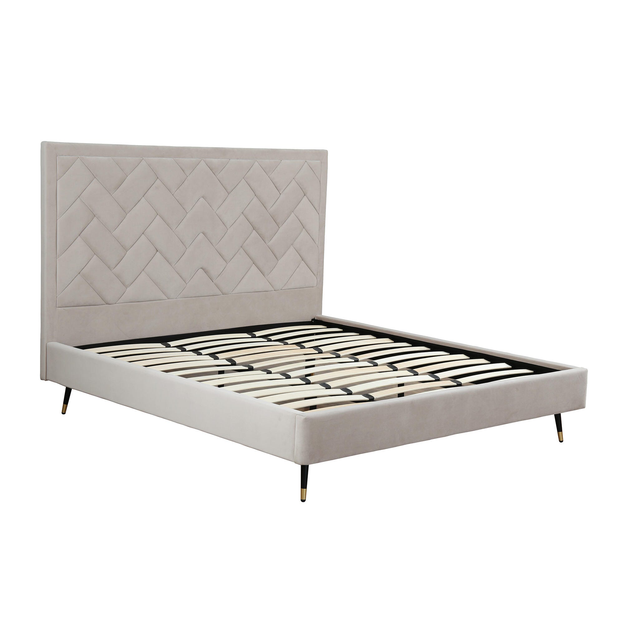 Manhattan Comfort Crosby King Upholstered Bed, Greige, large