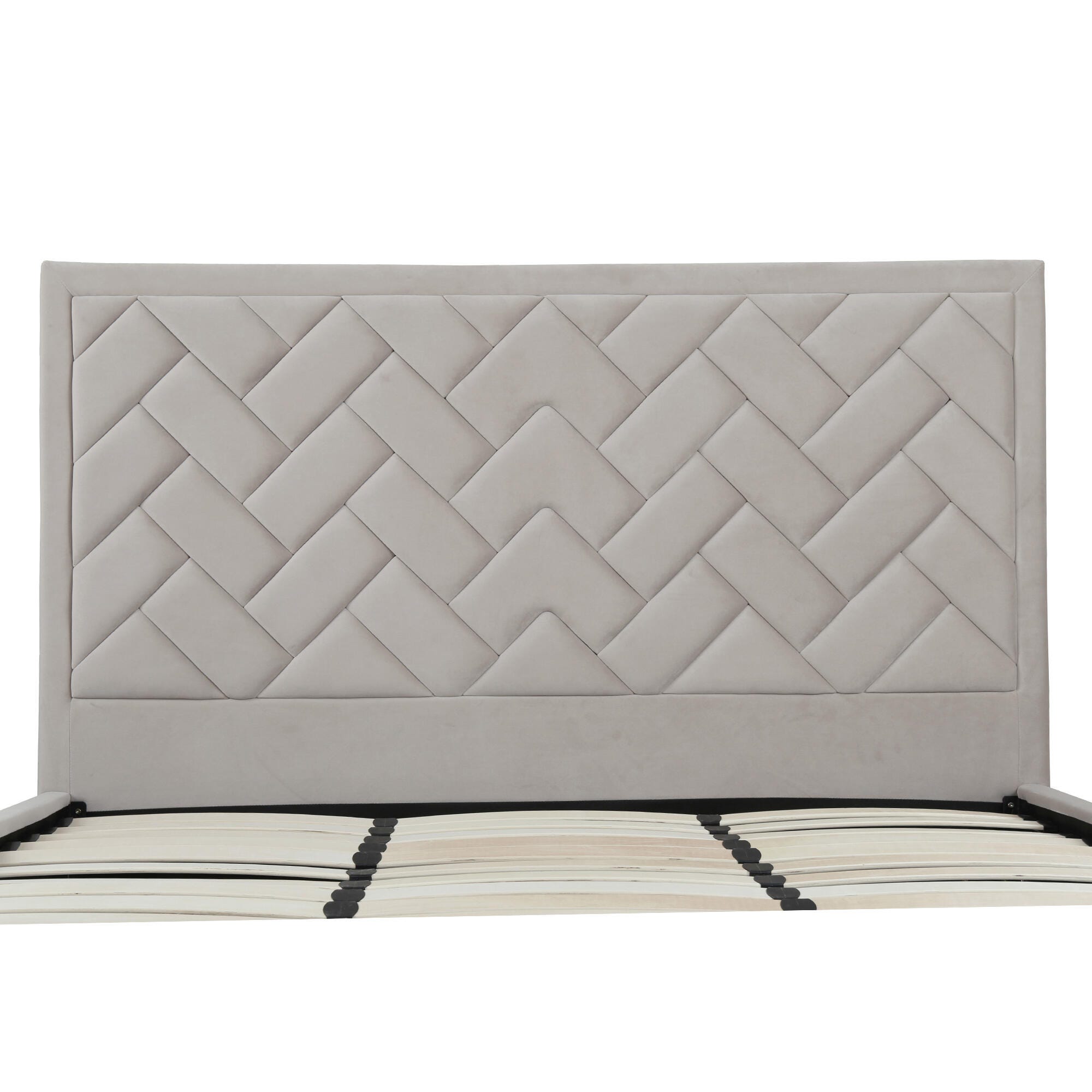 Manhattan Comfort Crosby King Upholstered Bed, Greige, large