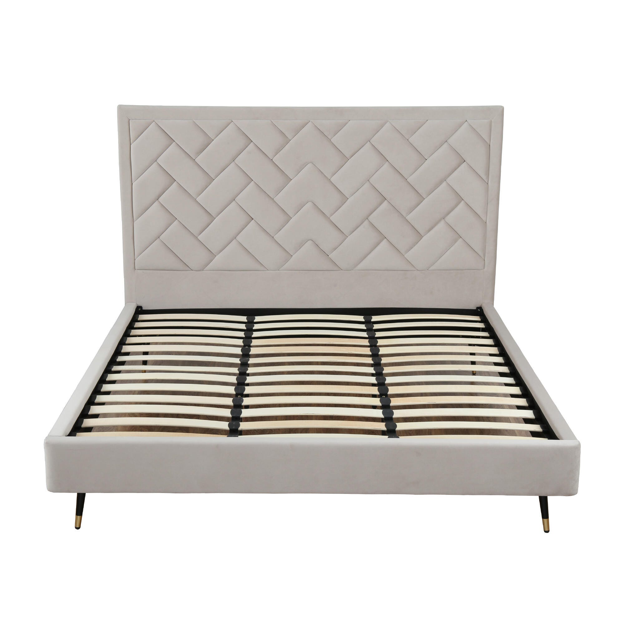 Manhattan Comfort Crosby King Upholstered Bed, Greige, large