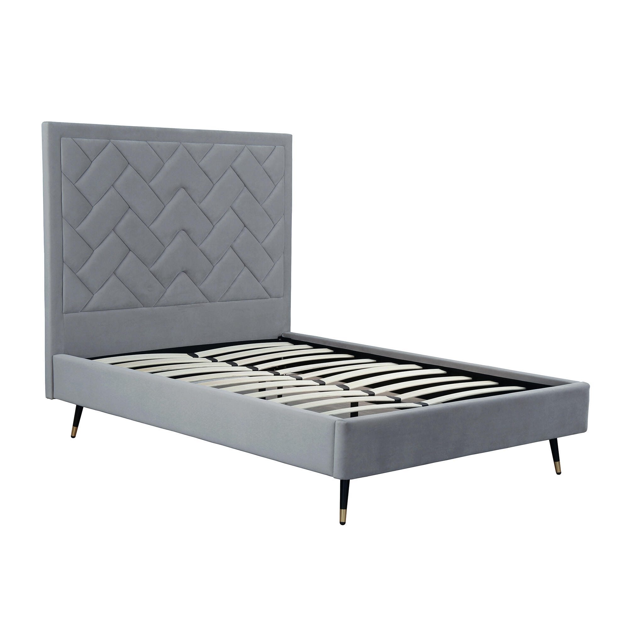 Manhattan Comfort Crosby Full Upholstered Bed, Gray, large