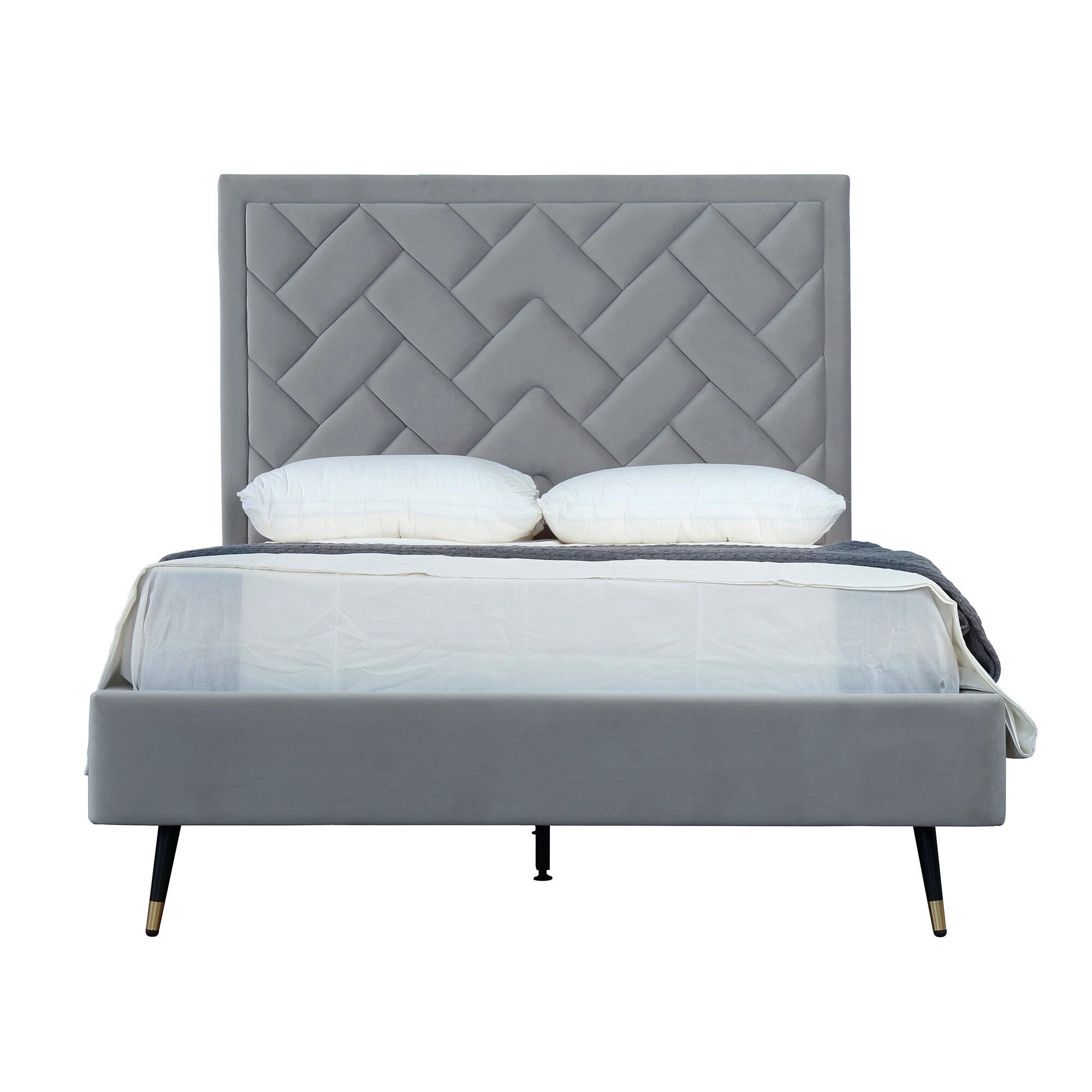 Manhattan Comfort Crosby Full Upholstered Bed, Gray, large