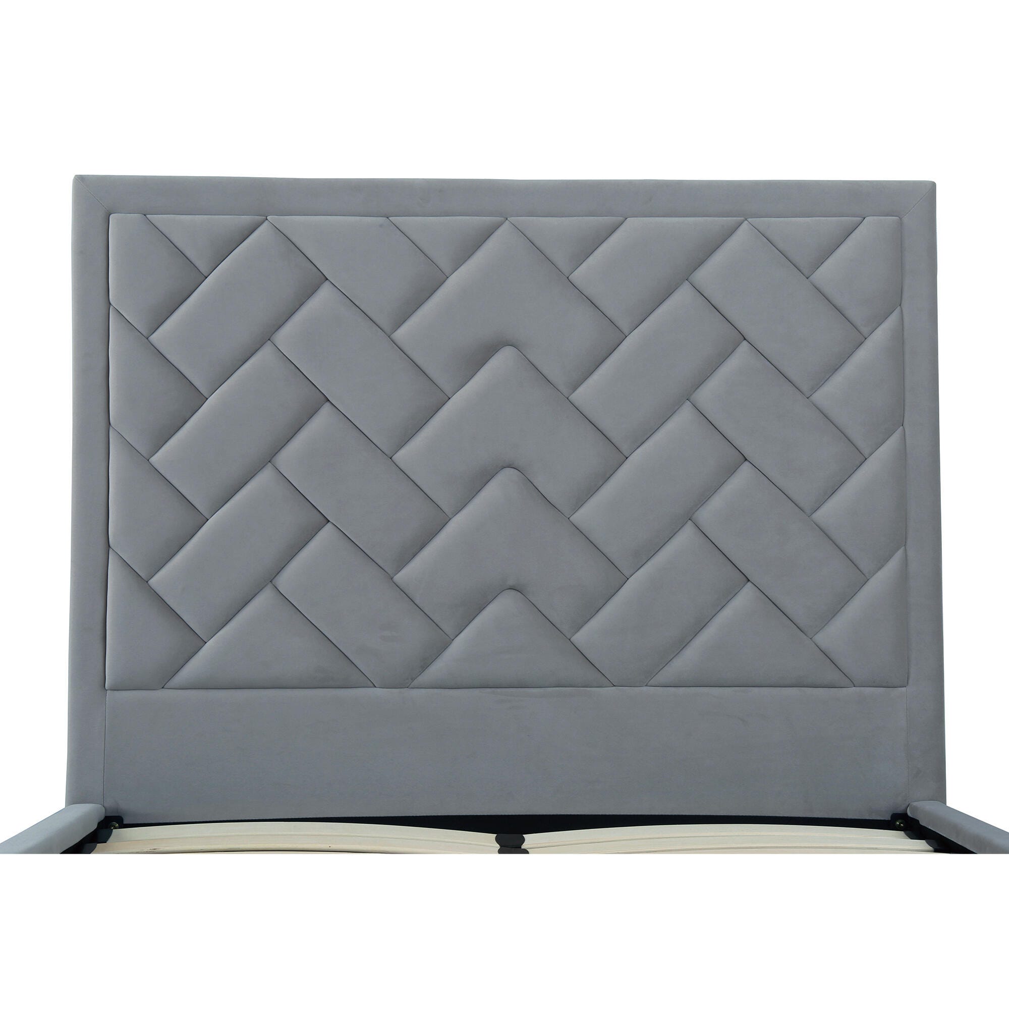 Manhattan Comfort Crosby Full Upholstered Bed, Gray, large