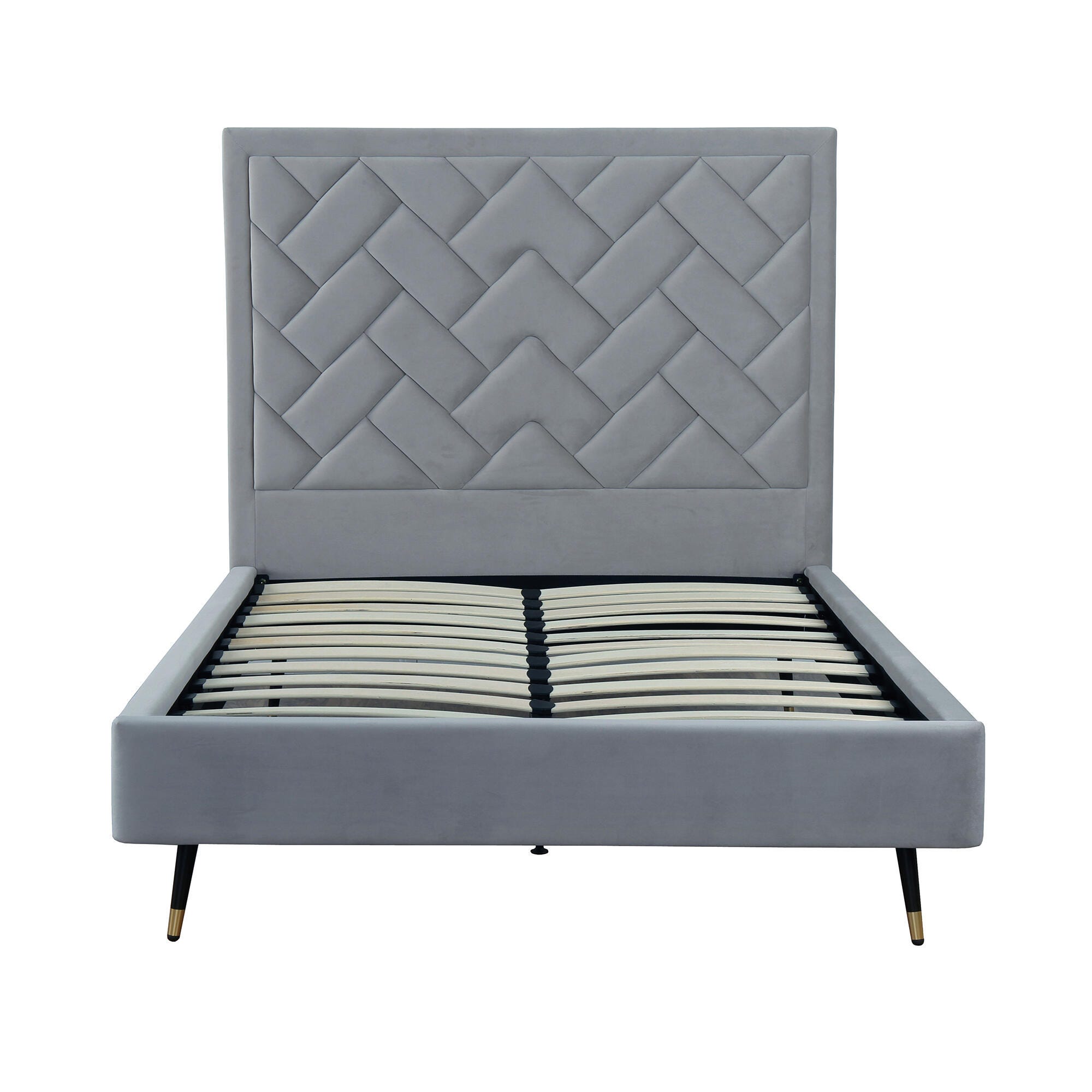 Manhattan Comfort Crosby Full Upholstered Bed, Gray, large