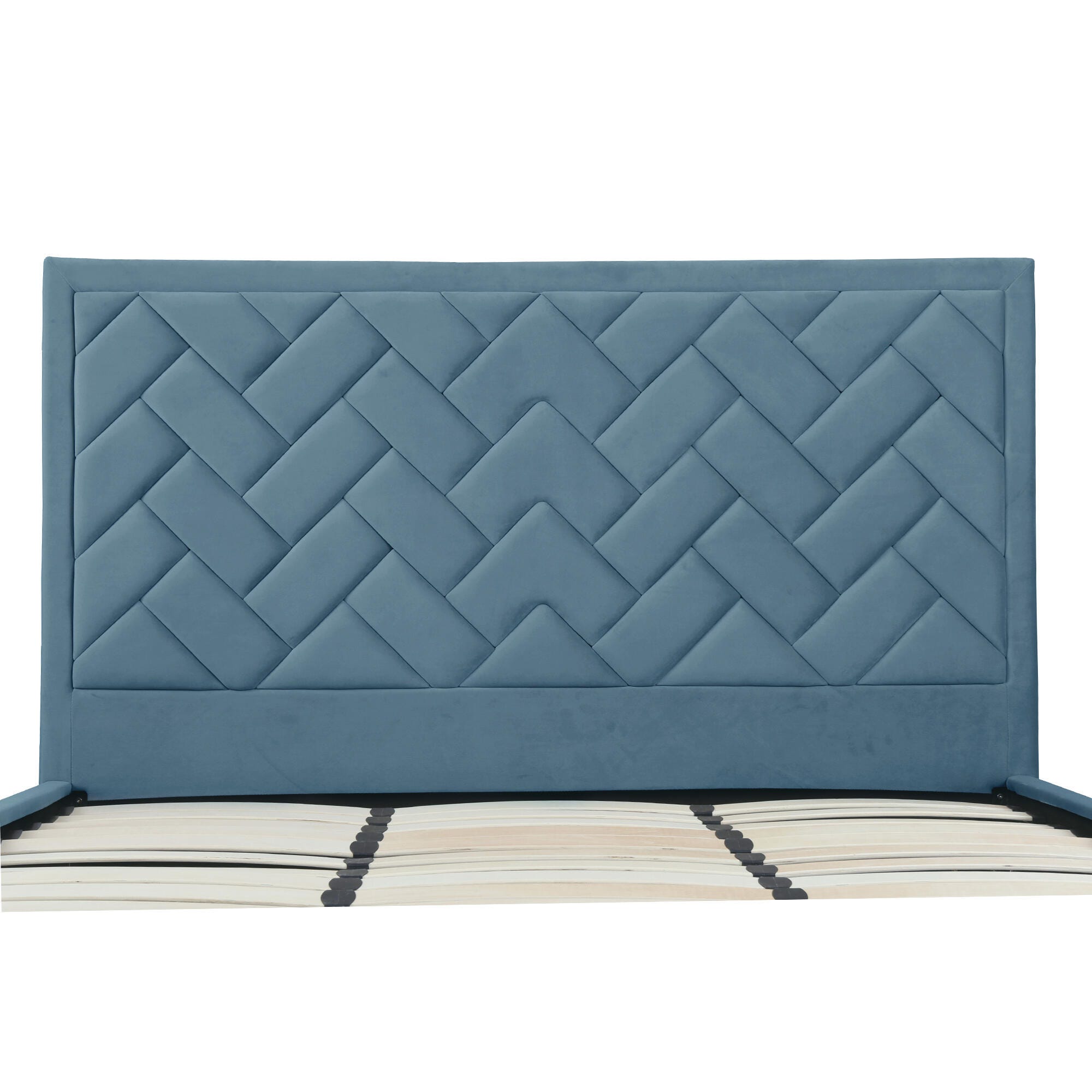 Manhattan Comfort Crosby King Upholstered Bed, Blue, large