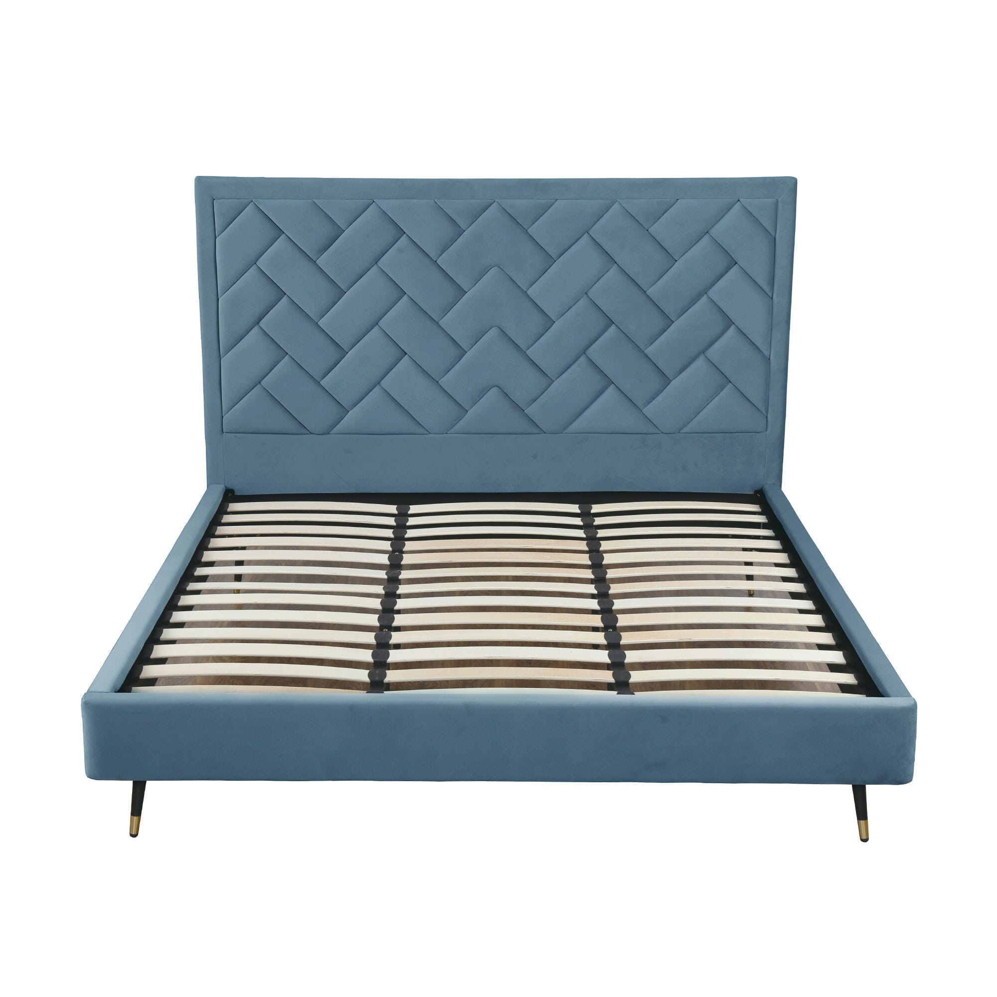 Manhattan Comfort Crosby King Upholstered Bed, Blue, large