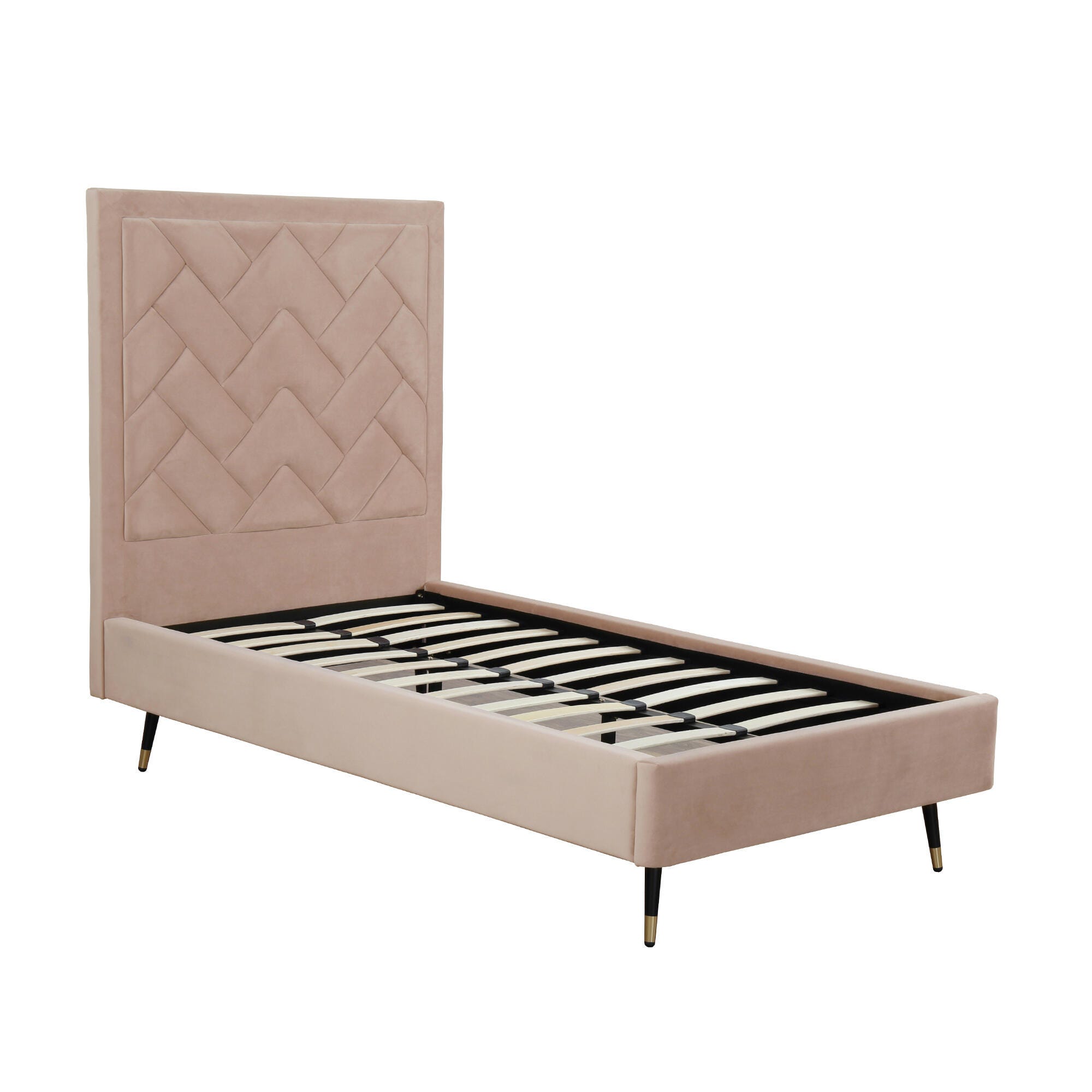 Manhattan Comfort Crosby Twin Platform Bed, Nude, large