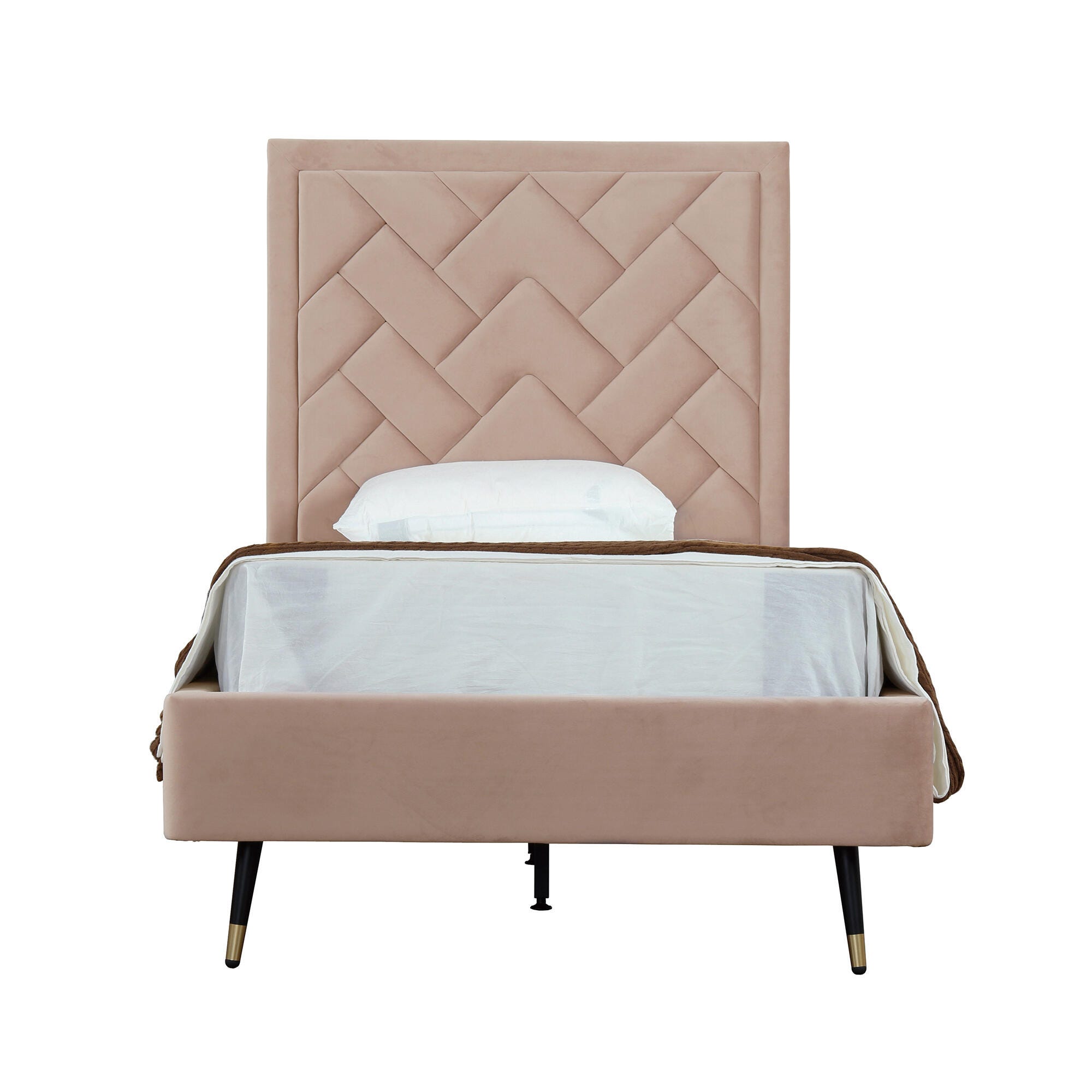 Manhattan Comfort Crosby Twin Platform Bed, Nude, large