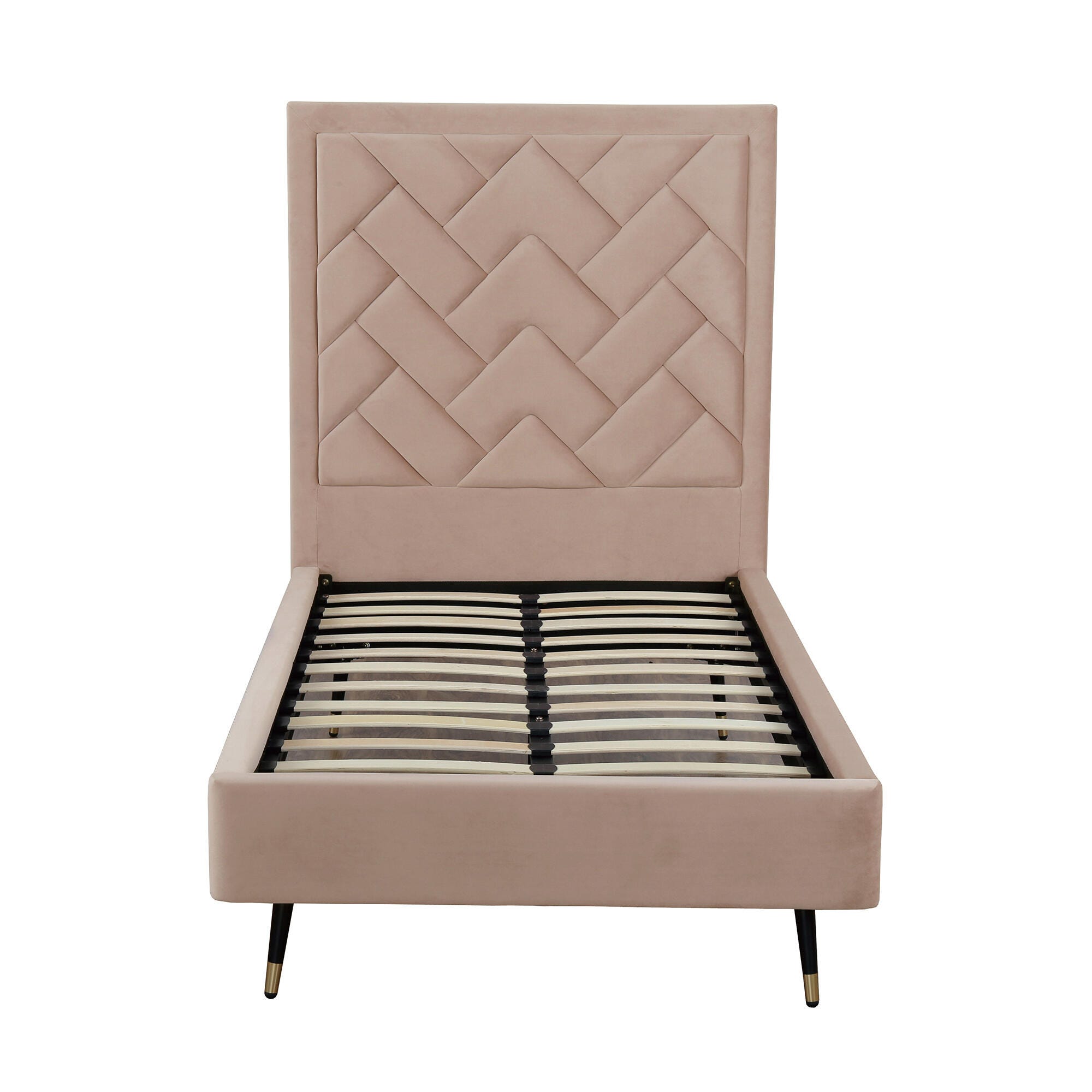 Manhattan Comfort Crosby Twin Platform Bed, Nude, large